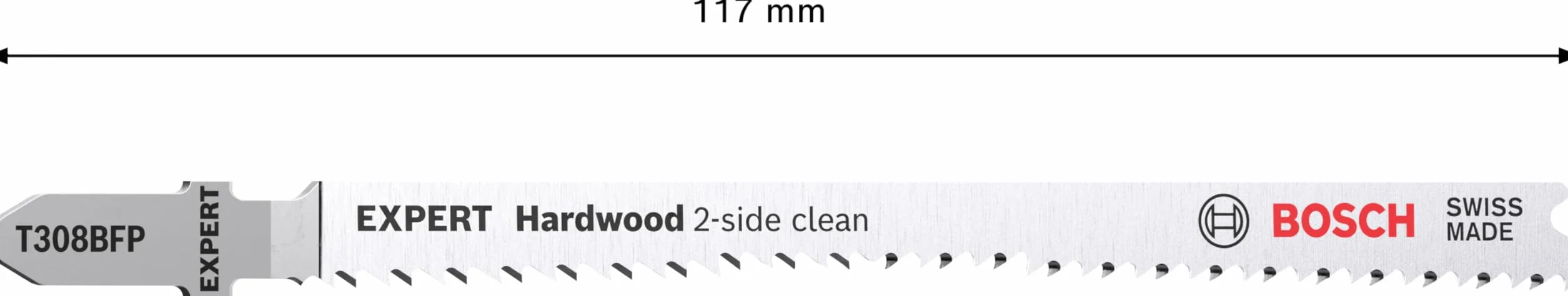 Bosch 5x Brzeszczot do wyrzynarki EXPERT Hardwood 2-side clean T308BFP (do Płyty powlekane tworzywem sztucznym, Blat kuchenny, Długość 117 mm, Professional Akcesoria Wyrzynarka)