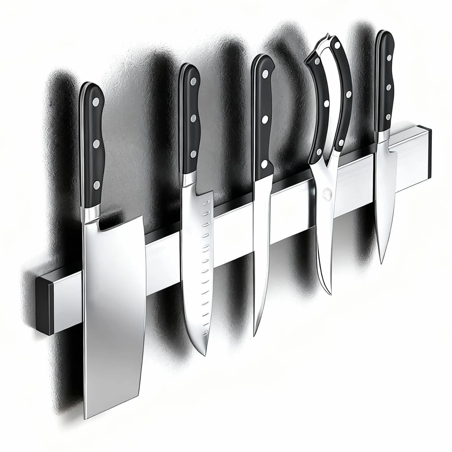 listwa magnetyczna do noży 30 cm – listwa magnetyczna do noży super strong magnetic no-punch self-adhesive stainless steel, uchwyt magnetyczny do noży Do noży kuchennych, nożyczek