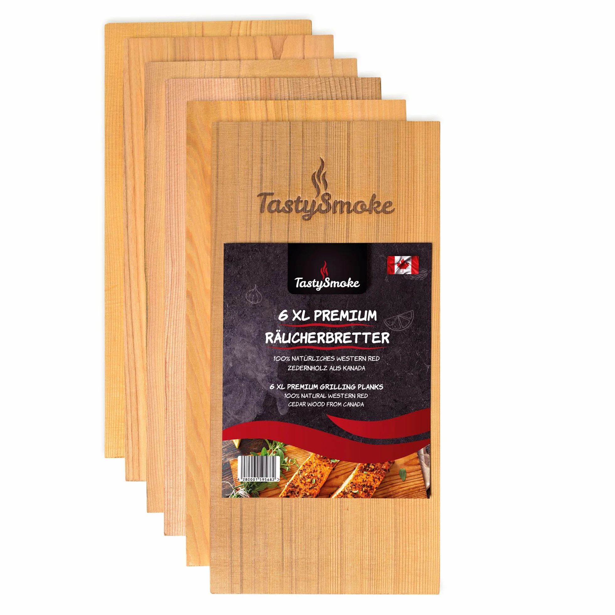 Premium Deska do grillowania z drewna cedrowego – 100% naturalny produkt z cedru western red – Deski do grillowania z drewna cedrowego w opakowaniu 6 sztuk – wielokrotnego użytku
