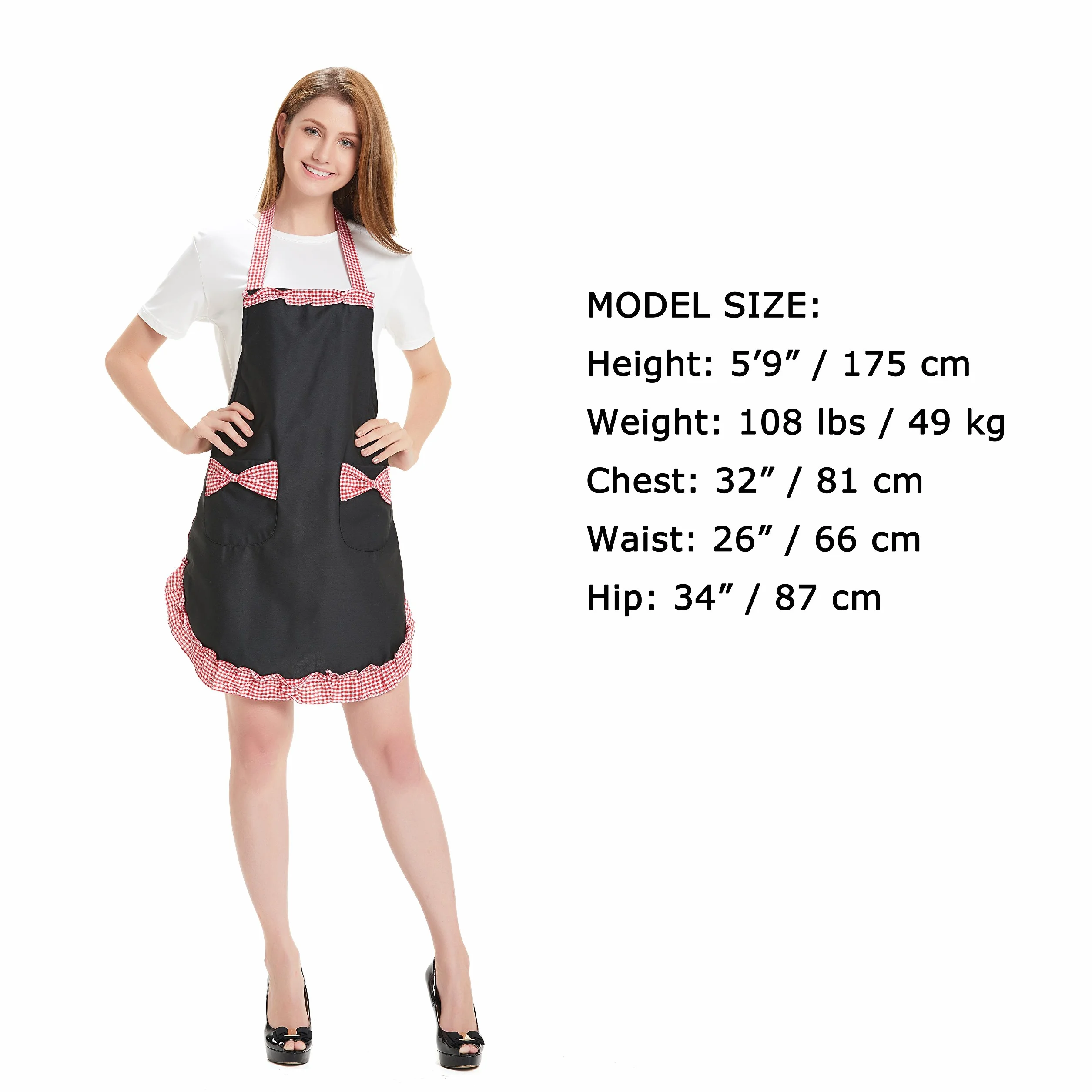 HANERDUN Damski Fartuch Kuchenny do Pieczenia Frilly Vintage Fartuszek Seksowny Śliczny Spersonalizowany Regulowany Fartuch z 2 Kieszeniami dla Pań