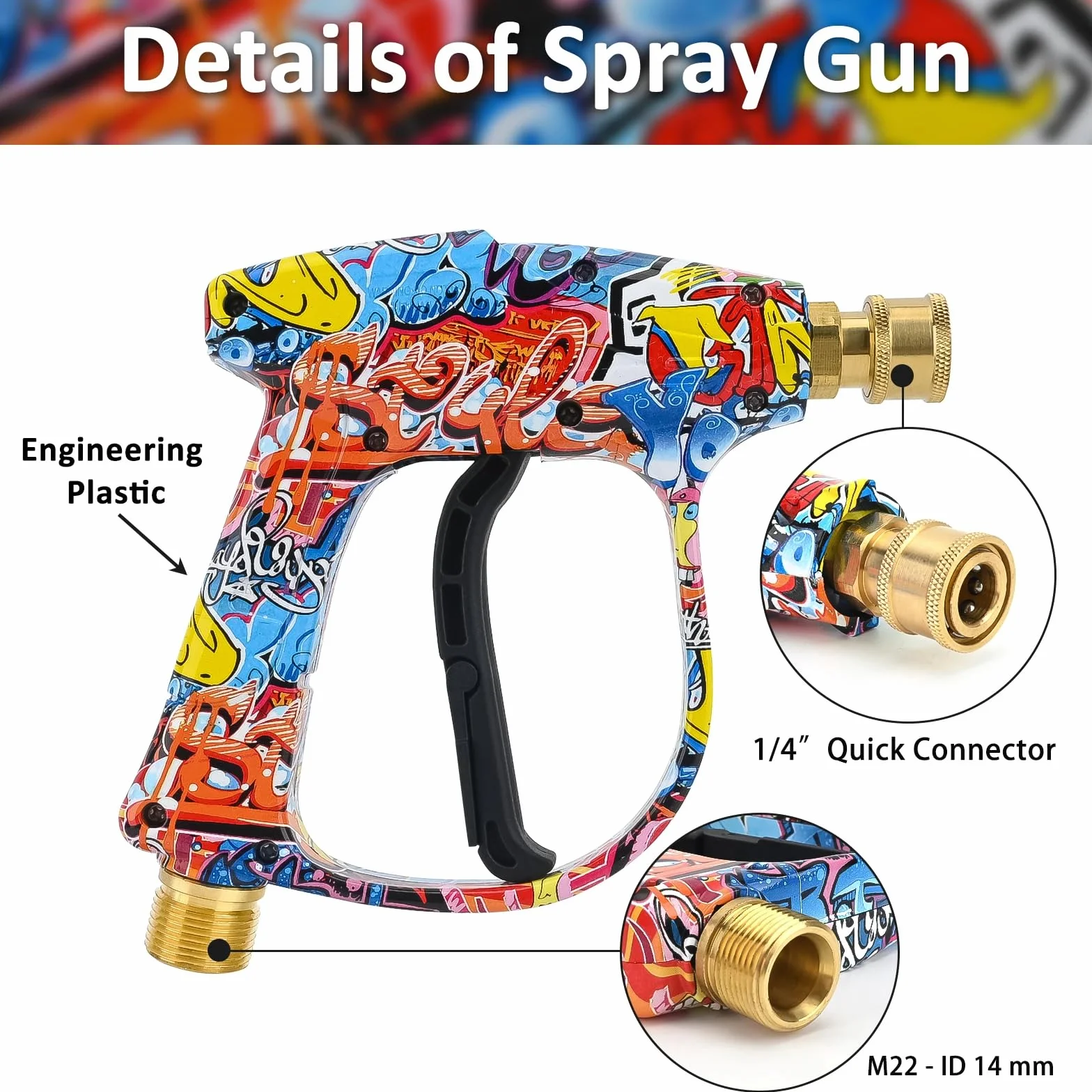 BEAR FORCE Pistolet natryskowy do myjki wysokociśnieniowej M22 – ID14 mm i 1/10.2 cm szybkozłączka do myjki ciśnieniowej Karcher K1 K2 K3 K4 K5 K6 K7 myjka ciśnieniowa, do mycia samochodu