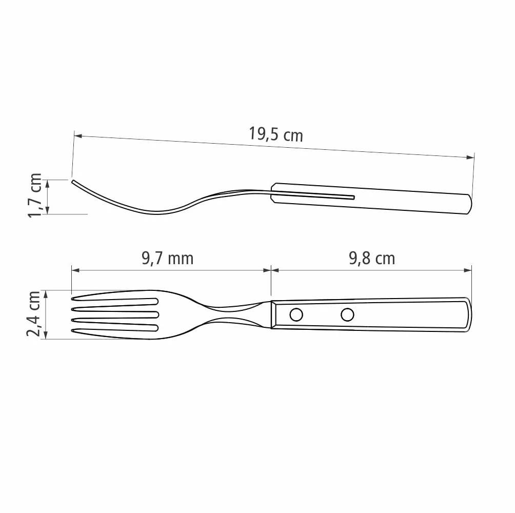 Tramontina Widelec do steków, widelec do pizzy, 6 sztuk, stal nierdzewna, brązowy uchwyt, certyfikat FSC, nadaje się do mycia w zmywarce, 6-częściowy zestaw