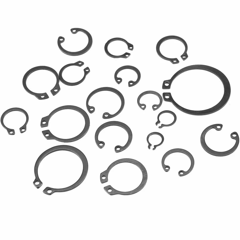 225-teiliges C-Clip-Kit, 18 Größen Metall-Innen- und Außen-Sicherungsring-Sicherungsring-Sortiment mit Kunststoffbox
