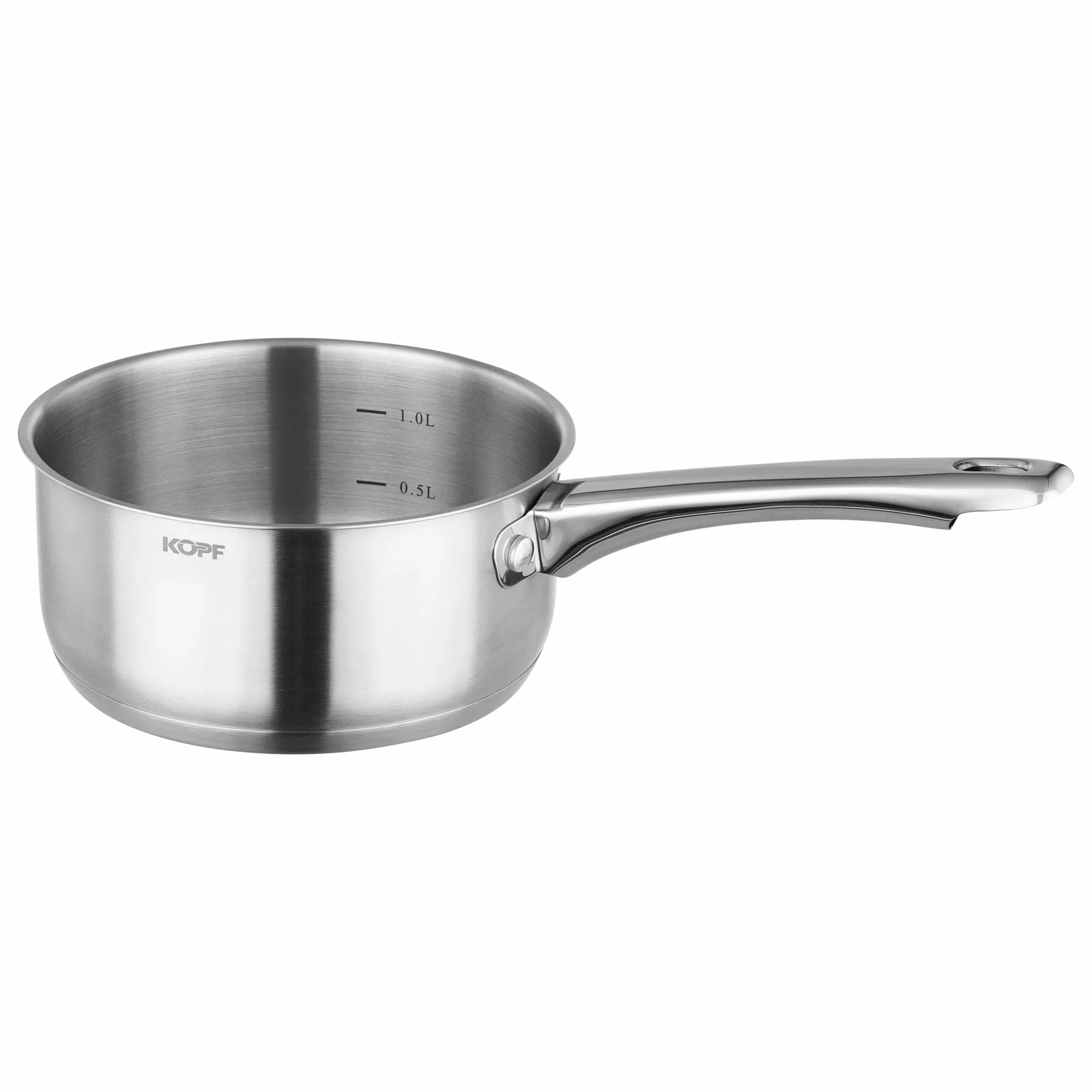 KOPF Clara 8-częściowy zestaw garnków indukcyjnych | nadaje się do piekarnika i zmywarek | zestaw garnków do wszystkich rodzajów kuchenek | 4 garnki, 1 rondel, 3 szklane pokrywki | skala litrów | stal