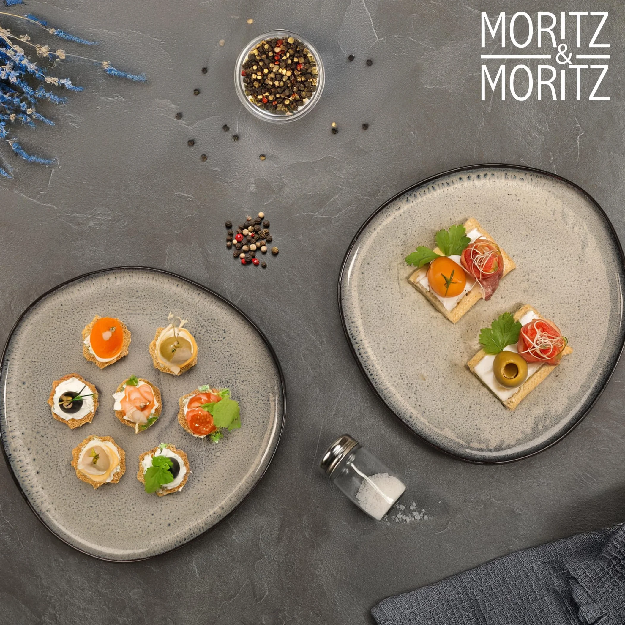 Moritz & Moritz ORGANIC zestaw talerzy do serwowania – 2 x duże talerze z wysokiej jakości kamionki, nowoczesne i ponadczasowe, nadają się do kuchenki mikrofalowej i mycia w zmywarce – idealne do