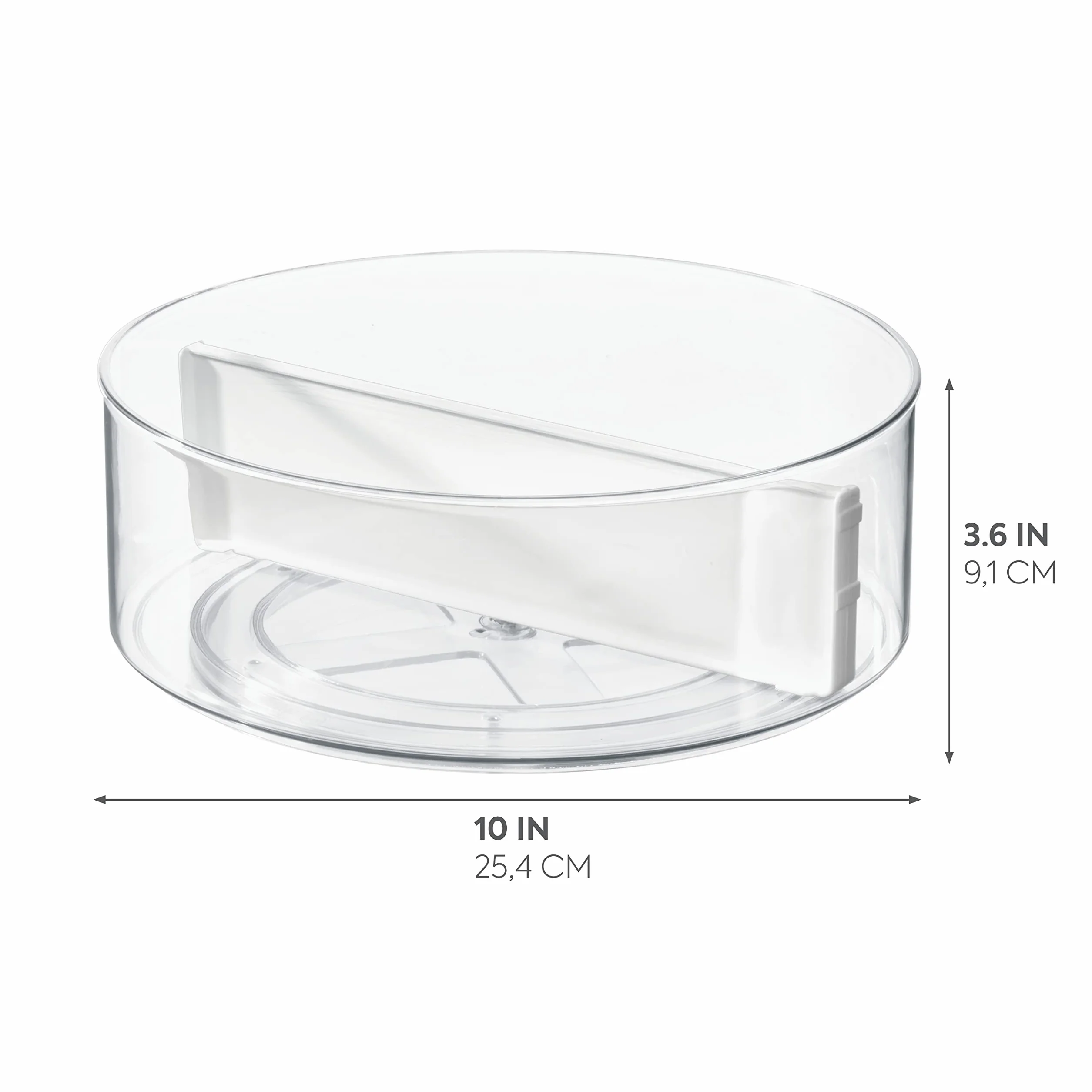 iDesign Lazy Susan obrotowy organizer kuchenny ze zdejmowaną przegrodą przezroczysty biały