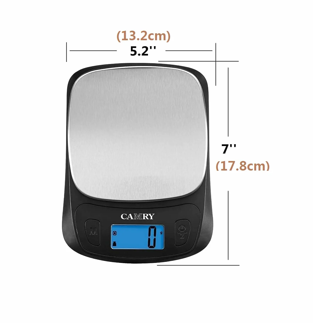 CAMRY Cyfrowa waga kuchenna LB/oz/ML/g/LB Profesjonalna mini waga elektroniczna wysoka do podróży Camping on The Go Coffee Do posiłków 5kg/11 lb - czarny/stal nierdzewna