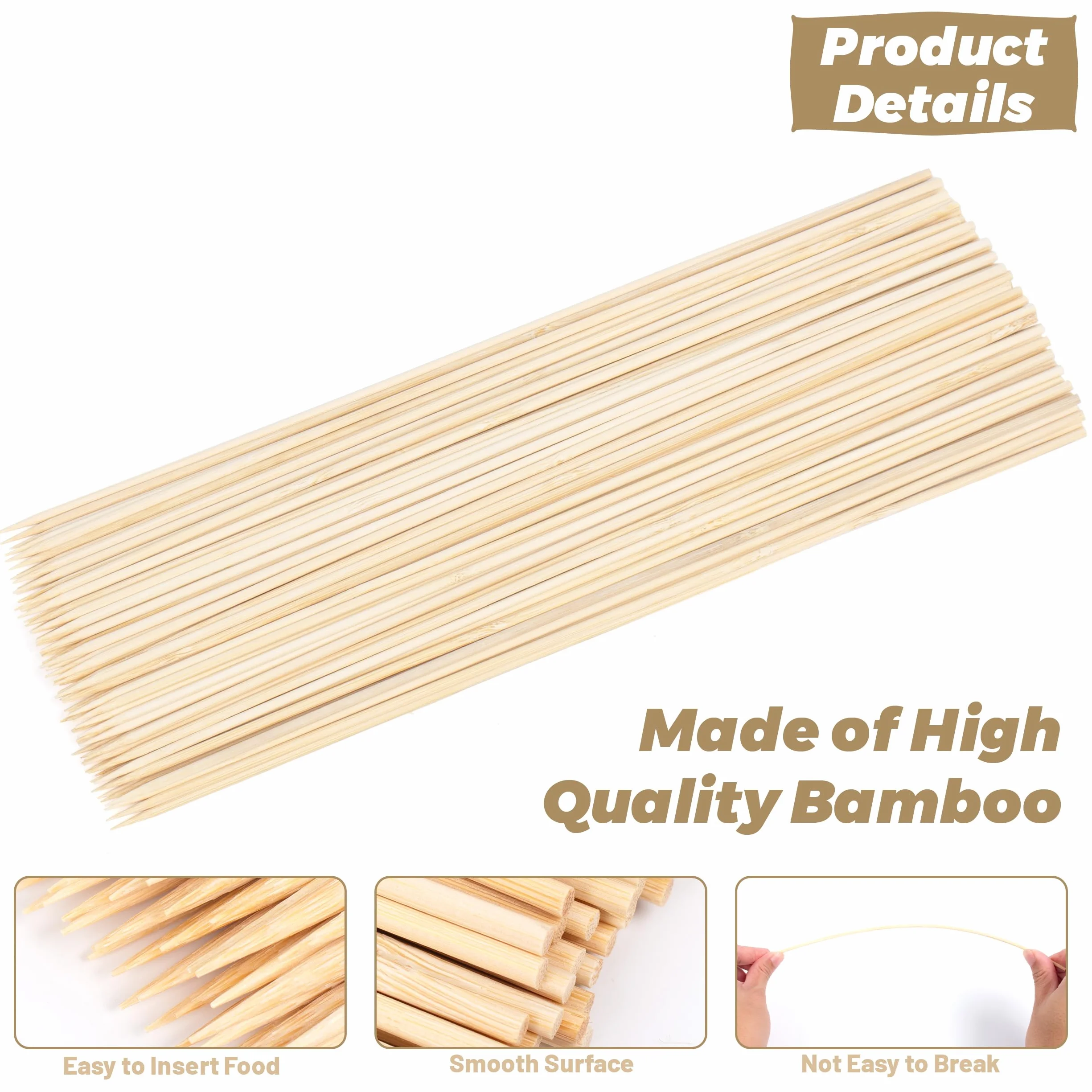 Bambusowe patyki 30 cm 100 sztuk do grilla i marshmallow
