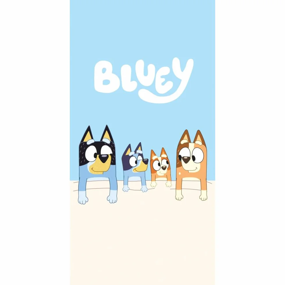 Jerry Fabrics Bluey Bingo ręcznik plażowy wakacje dzieci pływanie dzieci ręcznik kąpielowy prezent, 70 x 140 cm, niebieski