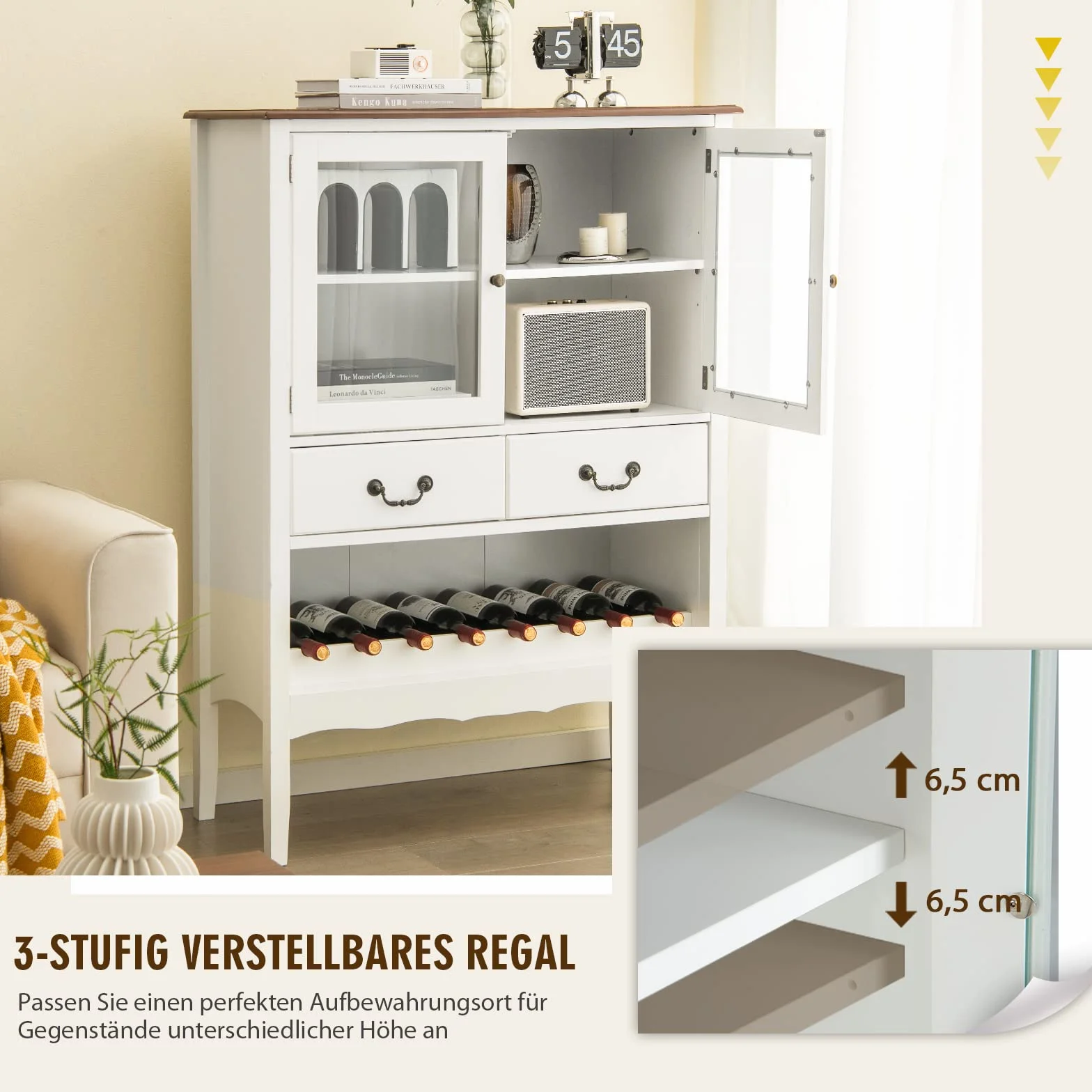 COSTWAY Szafka na wino 90 x 40 x 126,5 cm biała drewnopochodna