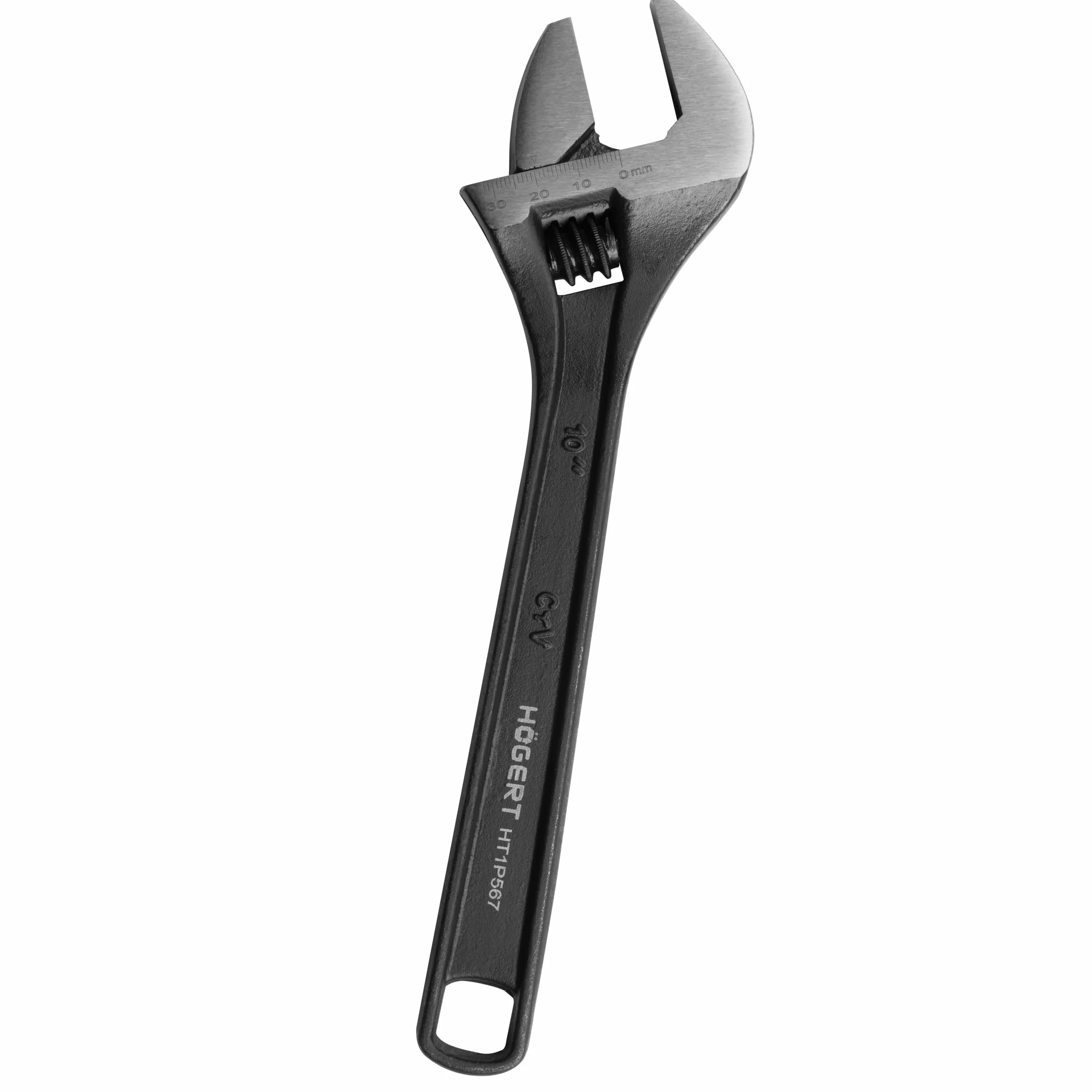 Högert Technik Klucz nastawny 10" (250 mm), klucz nastawny z otworem 30 mm, stal CrV, skala metryczna, ergonomiczny klucz widelcowy do warsztatu i instalacji