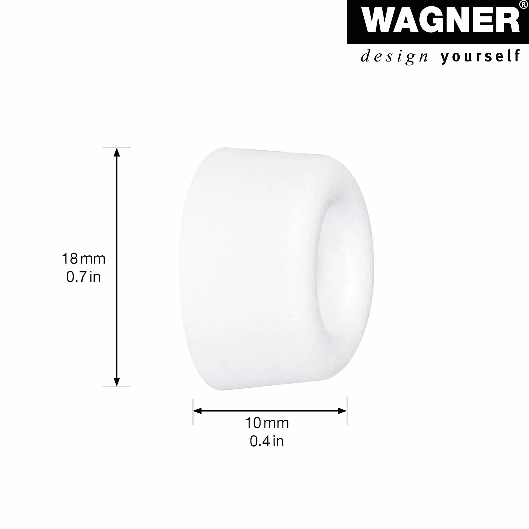 WAGNER Stoper do drzwi ściennych VULKANO MINI 4-częściowy zestaw - średnica Ø 20 x 10 mm, odbojniki z wysokiej jakości pełnej gumy, biały, do wkręcania - 15501104