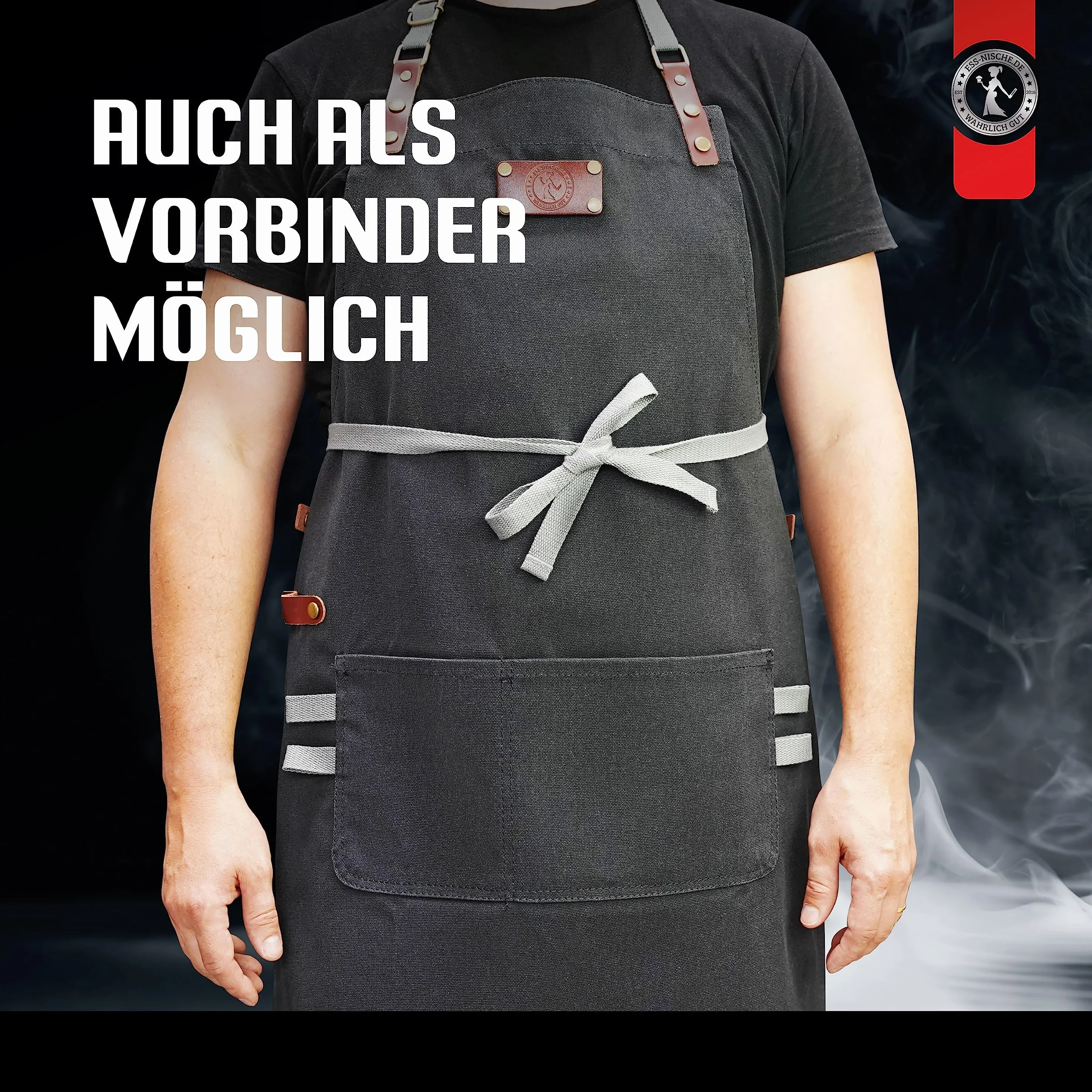 Ess-Nische® Fartuch kucharski Grill dla mężczyzn i kobiet - fartuch kuchenny dla mężczyzn - idealny na prezent dla mężczyzny, babci lub dziadka