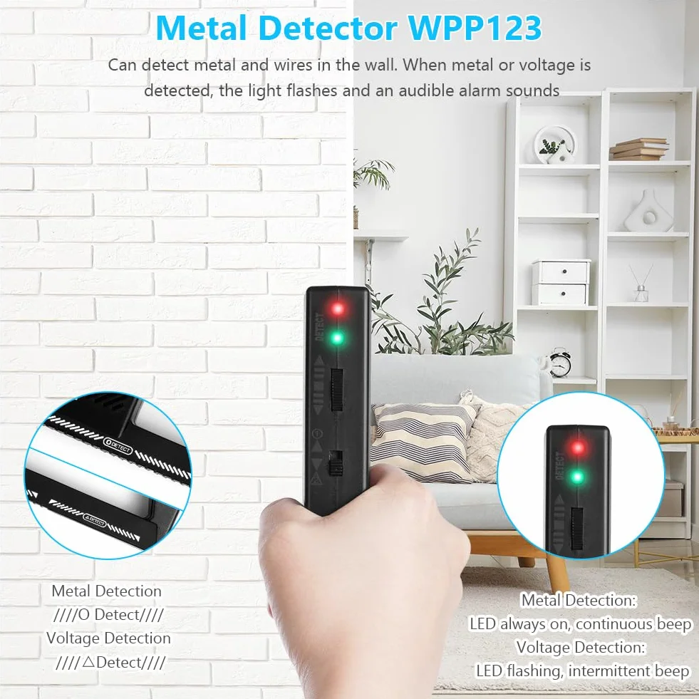 Flintronic Skaner ścienny, 3 w 1, elektroniczny wykrywacz kołków z alarmem audio, detektory czujników kołków, regulowany wykrywacz przewodów do ścian, metalu, drewna, przewodu AC, wykrywania rur