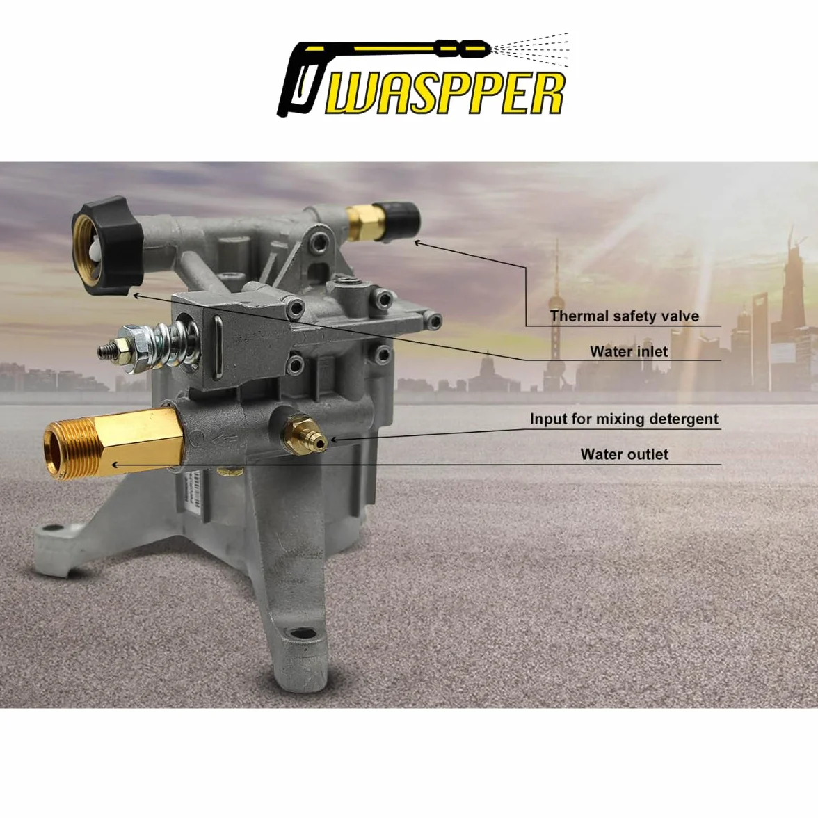✦ Pionowa pompa zastępcza 3100 PSI 210 bar i pompa zastępcza myjki ciśnieniowej 6,5 KM ✦ Aluminiowa głowica, model PA000-PWVR28/2,5H