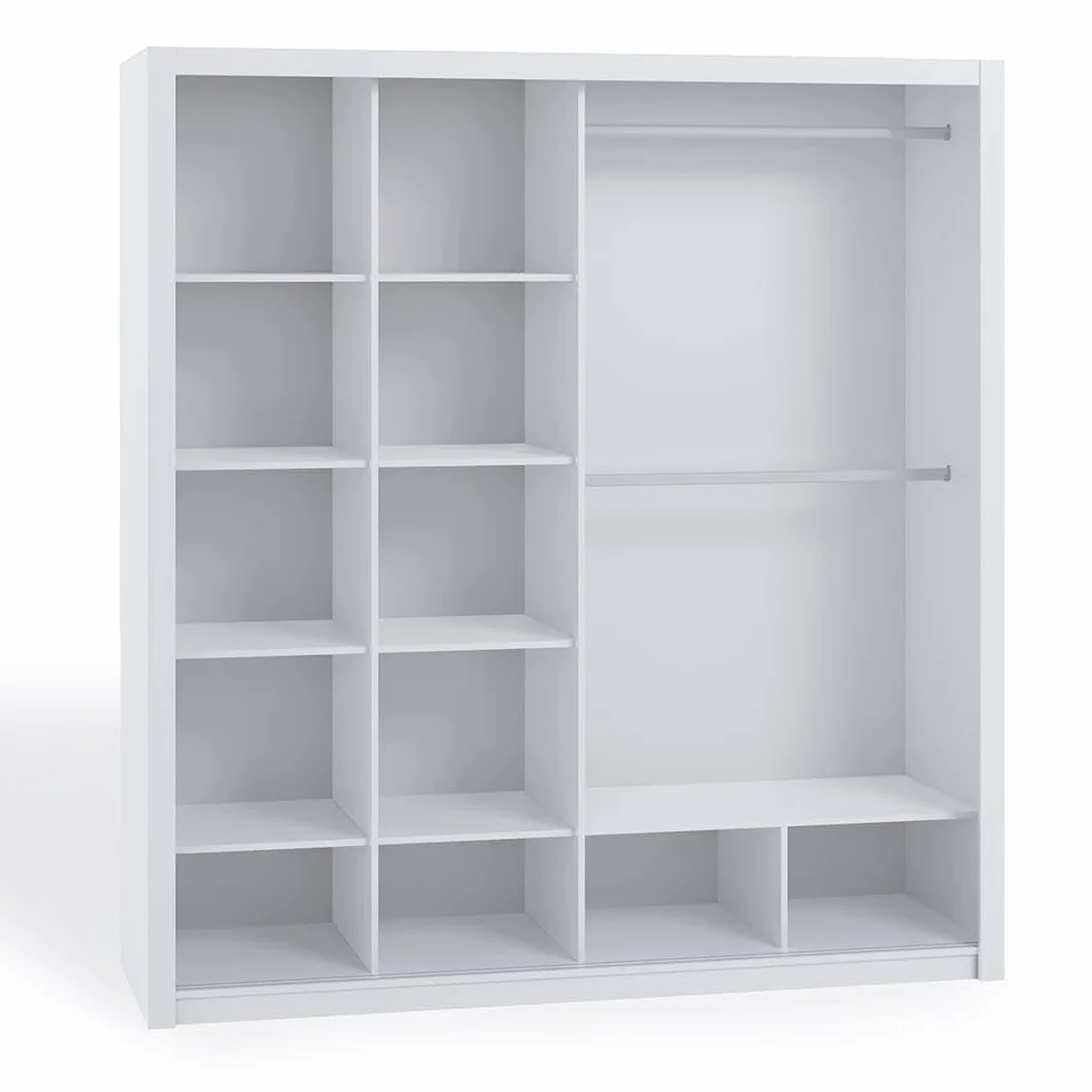 Szafa Przesuwna BONO Szerokość 200 cm Biała 2-drzwiowa Lustro Garderoba (Biały)