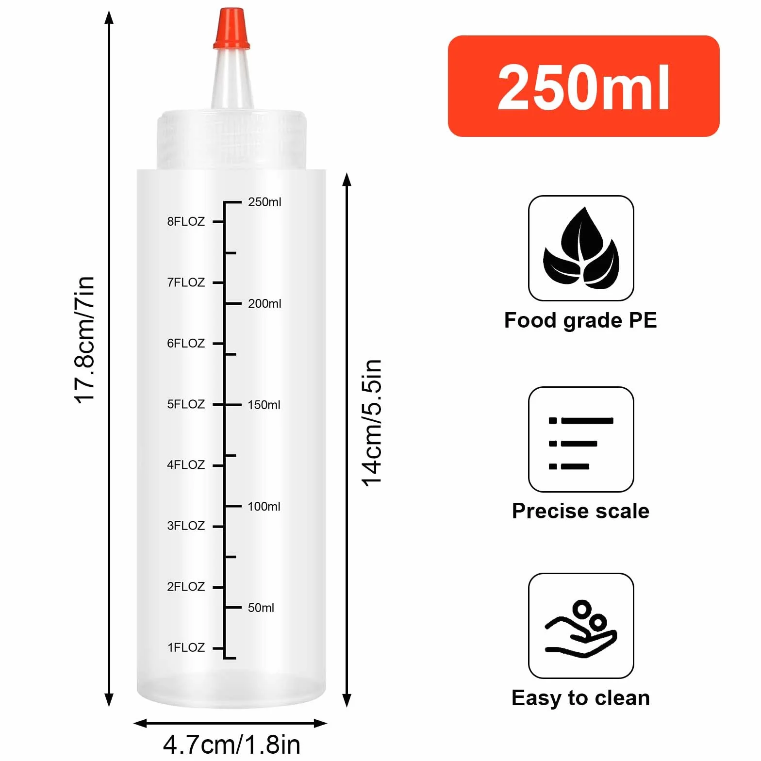 Butelka do wyciskania 250 ml przezroczysty dozownik do sosu
