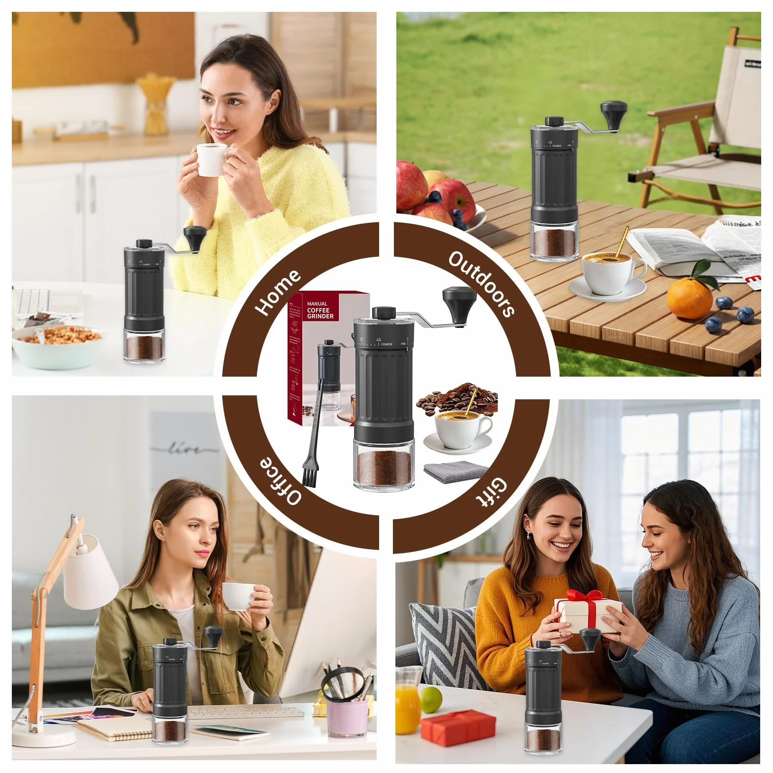 Ręczny młynek do kawy przenośny 40 ustawień do Espresso Moka Pour Over French Press