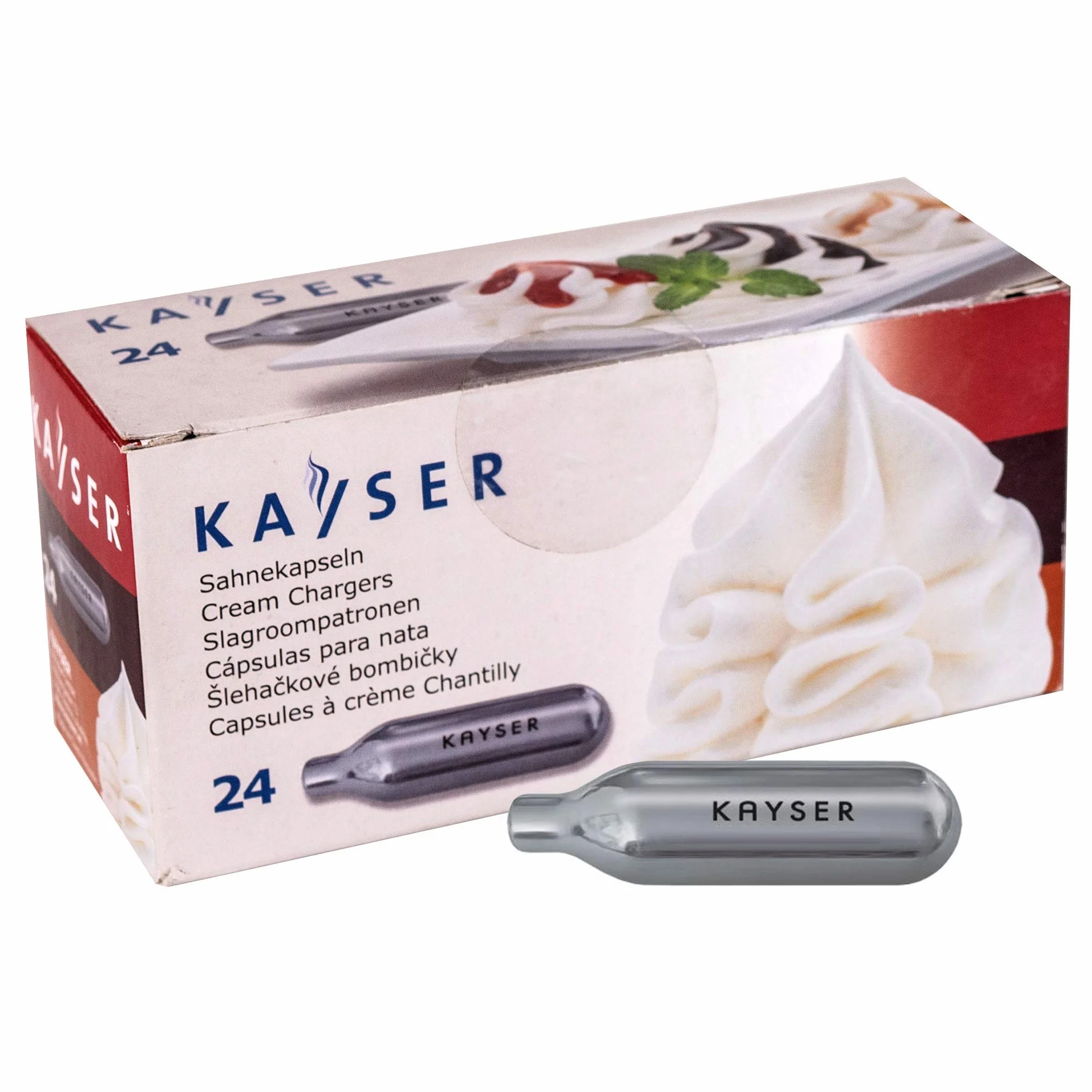 KAYSER Naboje do Syfonu do Bitej Śmietany 25 szt N2O Srebrny