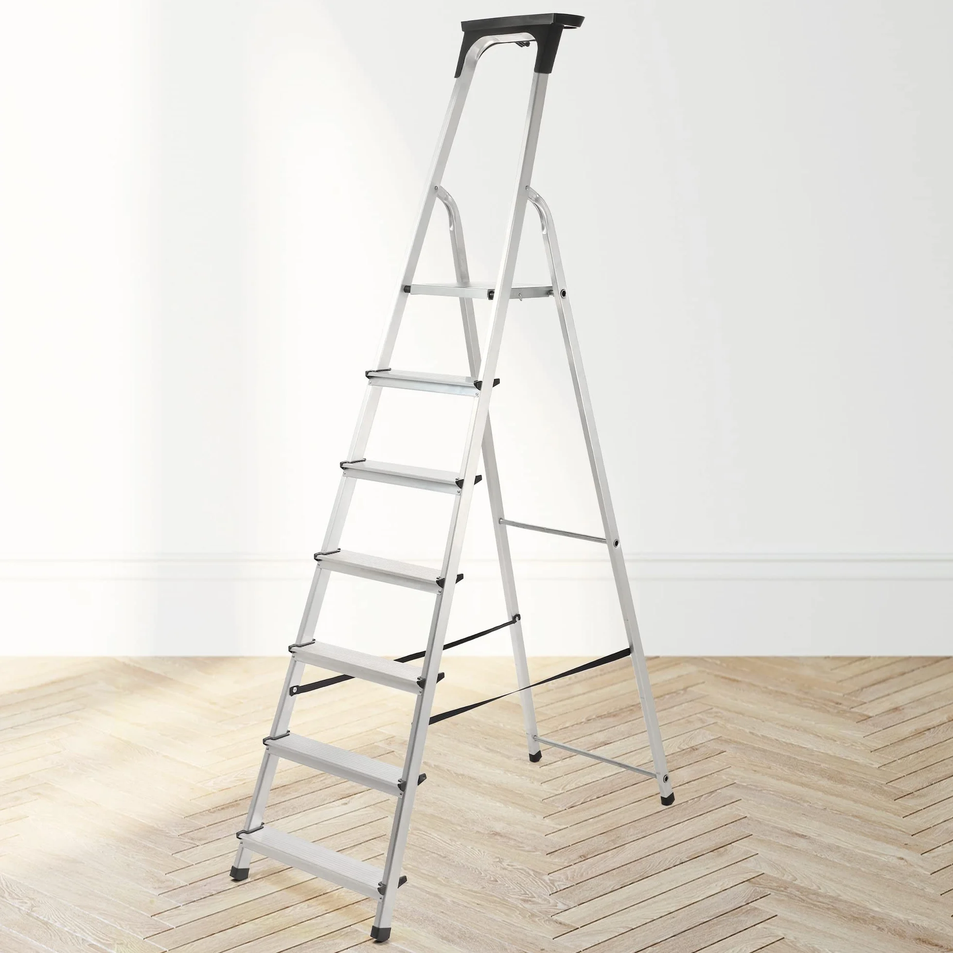 KADAX Drabina aluminiowa 6-stopniowa skladana | wielofunkcyjna | do 150kg | antyposlizgowa stabilna | dom warsztat