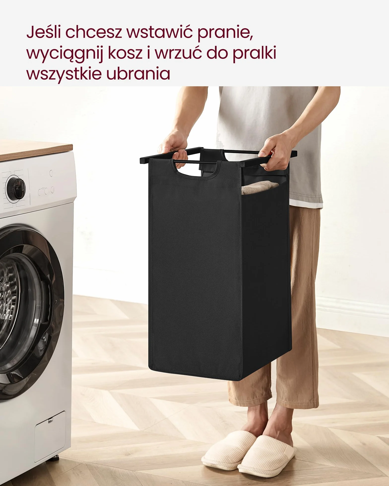 VASAGLE kosz na pranie brudny, kosz na bieliznę, taca z 2 wyjmowanymi torbami z tkaniny Oxford, metalowa rama, 2 x 46L, 73 x 33 x 72 cm, rustykalny brąz i czarny BLH201B01V1