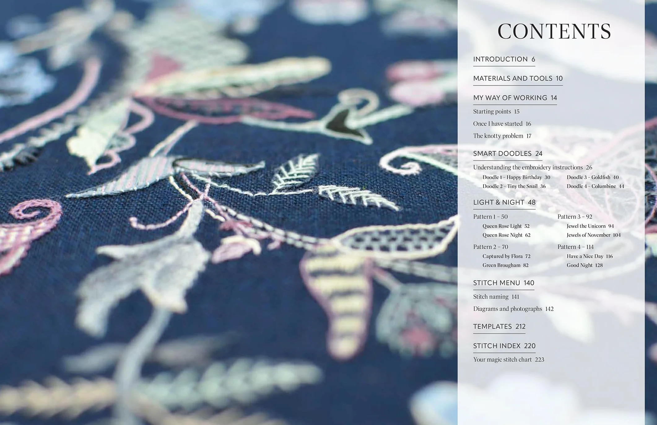 Contrast in Crewel Embroidery: Modern Designs Stitched on Light and Dark