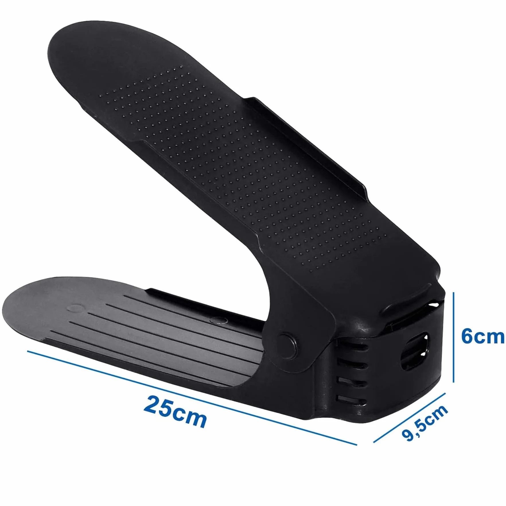 Froadp 60 szt. Regulowany Organizer na Buty Ntypoślizgowa Układarka do Butów z 3 regulowanymi Wysokościami Organizer na Buty Dwuwarstwowy Zestaw do Układania Butów Przechowywaniu Butów (Czarny)