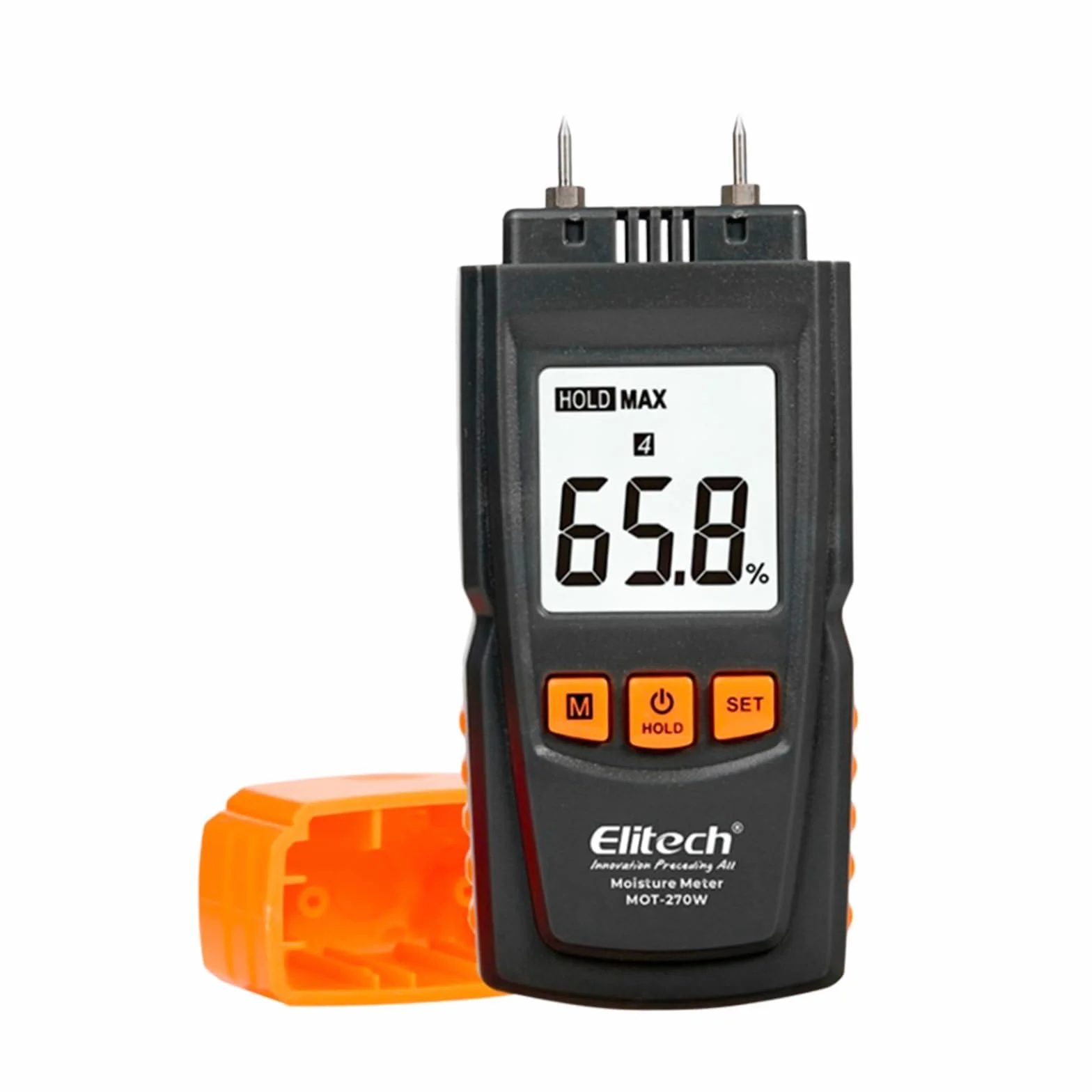 Elitech Cyfrowy miernik wilgotności drewna, 4 rodzaje drewna, ±2% dokładność, sondy 9,8 mm, miernik wilgotności do drewna/papieru/bambusu/ziół, automatyczna kalibracja