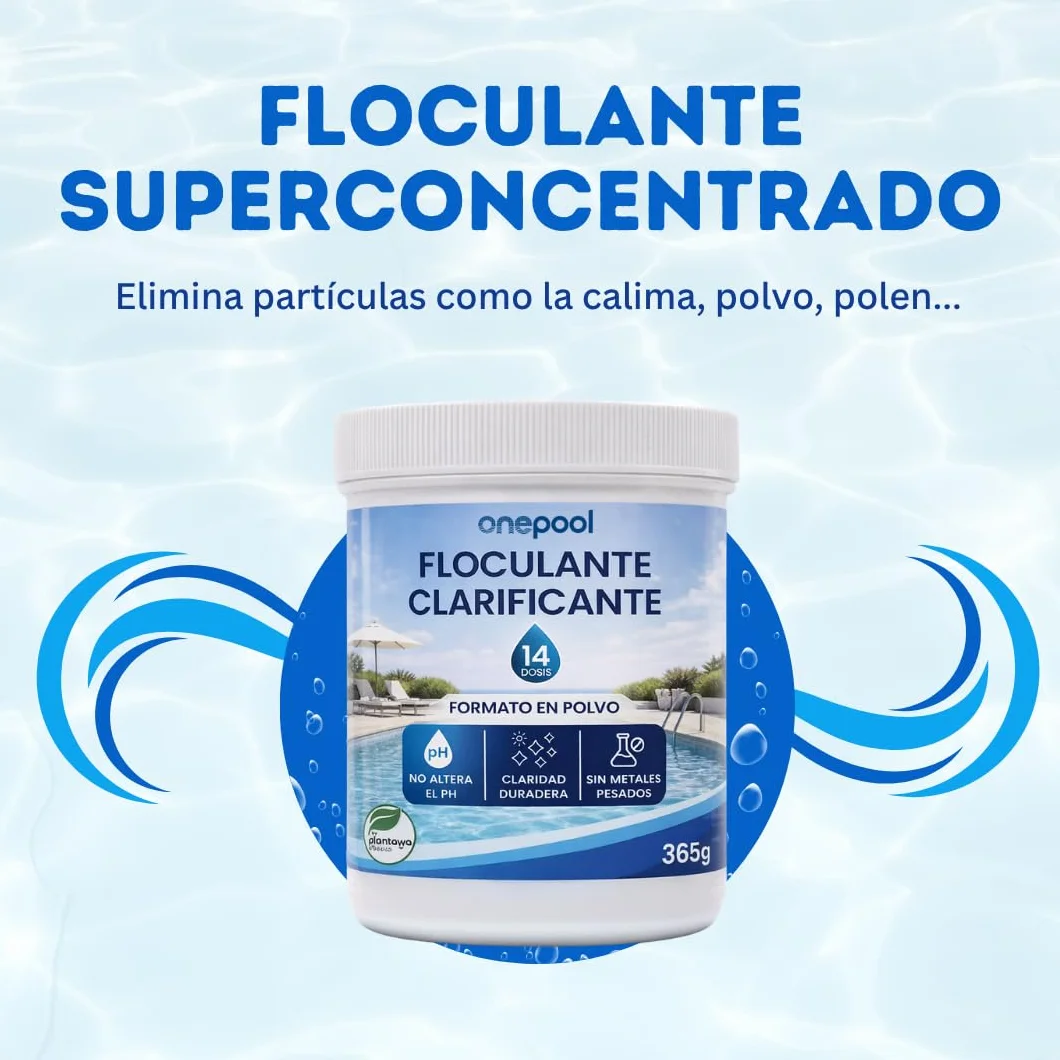 PLANTAWA Flokulant Basen w proszku 10 Tygodni Eliminator zmętnienia dla małych basenów i hydromasażu. Klarujący dla czystej wody. Naturalny produkt wegański bezpieczny dla całej rodziny.