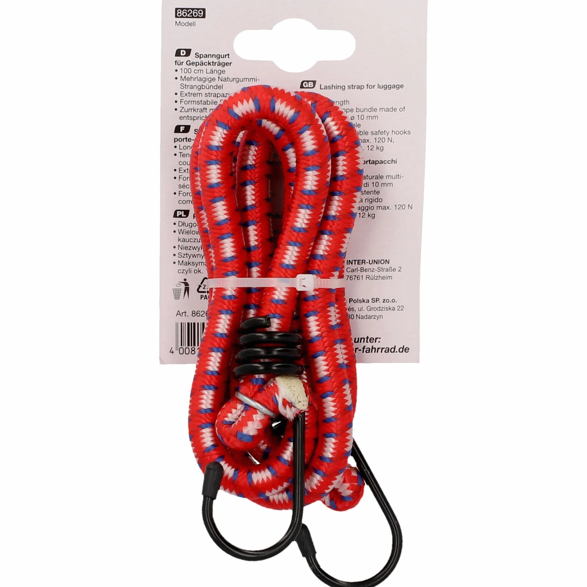 Fischer Pas mocujący dla dorosłych 100 cm TÜV Rheinland GS/Standard EK5/AK8 11-01.1:2011 AfPS 2014:01, czerwony, 100 cm