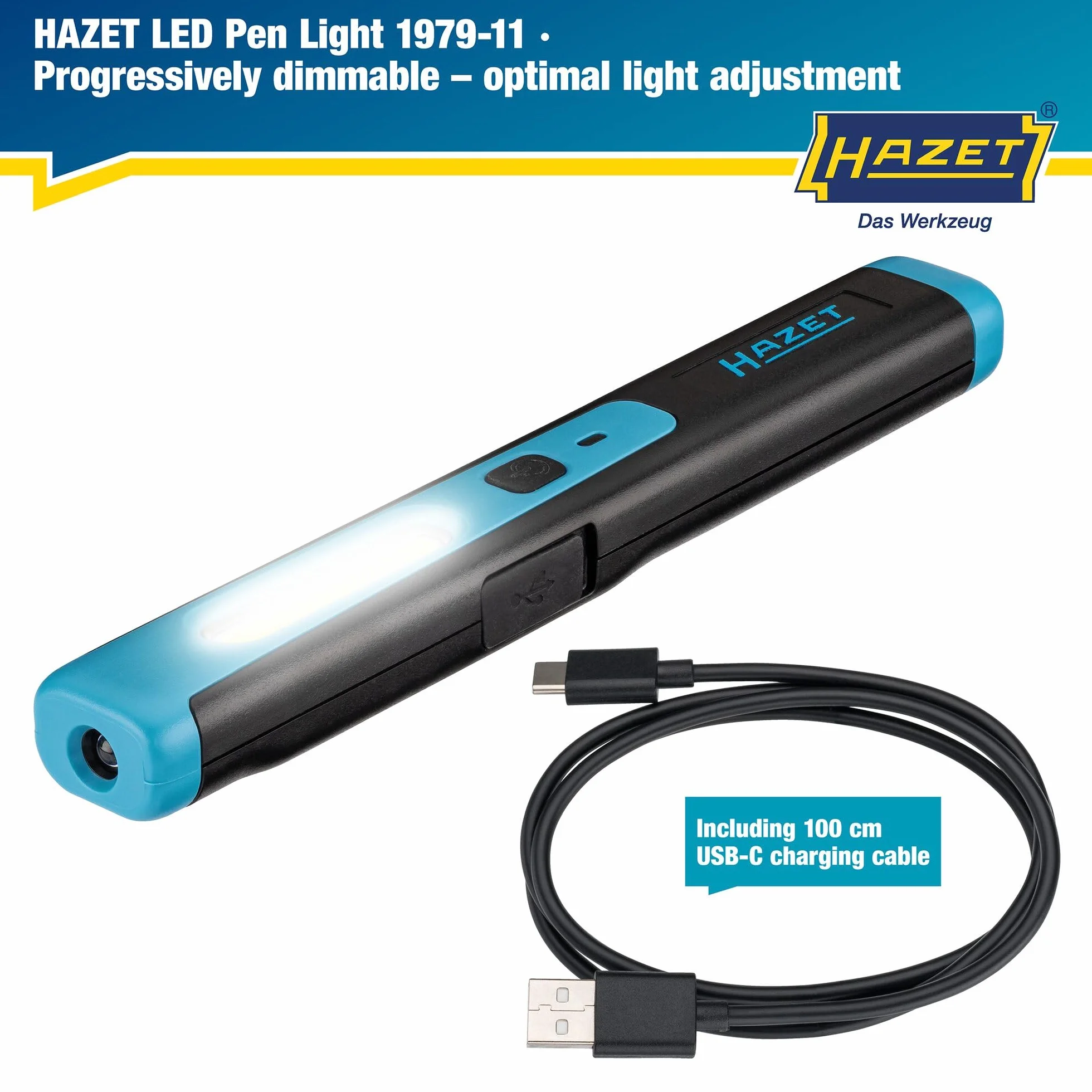 HAZET LED penlight 1979-11 I mała i kompaktowa lampa warsztatowa o wysokiej wydajności świetlnej, bezstopniowo ściemniana, z magnesem do mocow