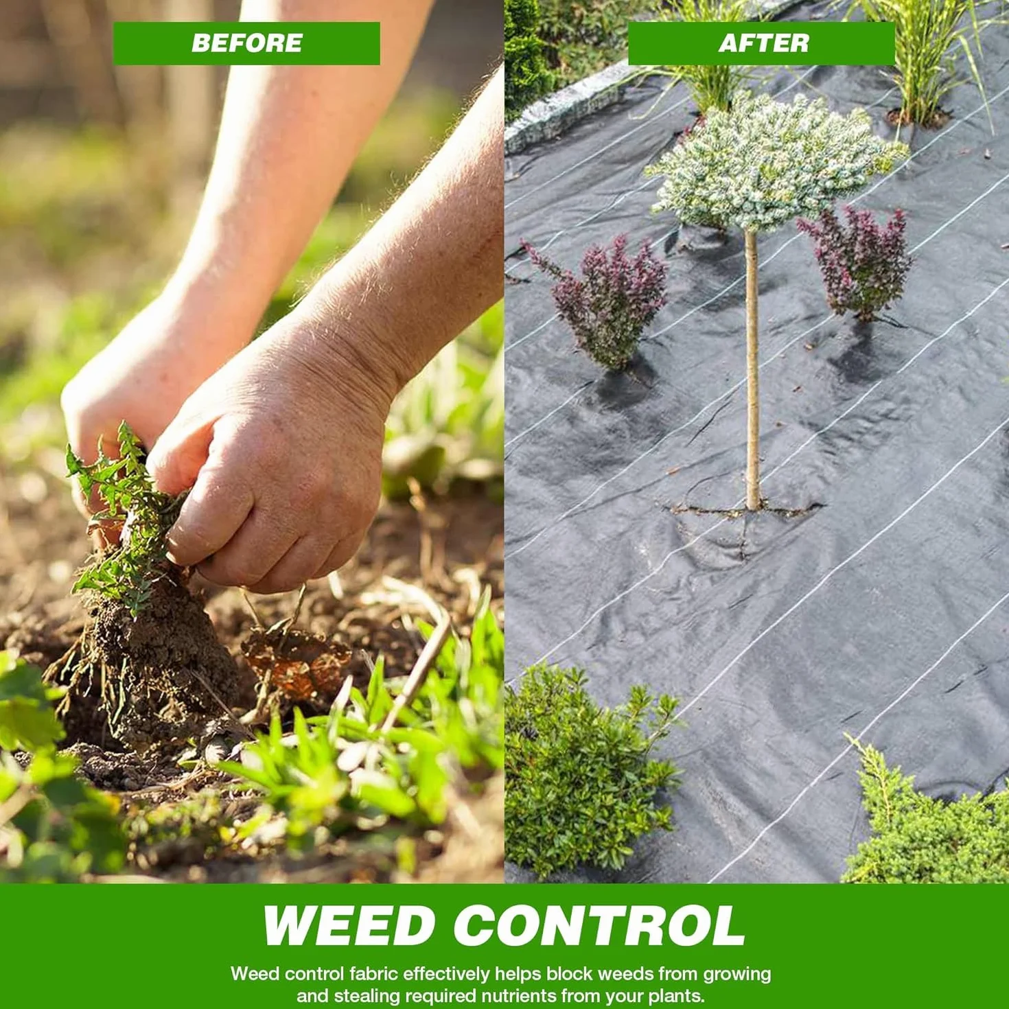 GroundMaster Wytrzymała membrana do zwalczania chwastów, tkana polipropylenowa tkanina okrywowa do ogrodów, kształtowania krajobrazu, podjazdów i tarasów - łatwa instalacja membrana chwastów z barierą