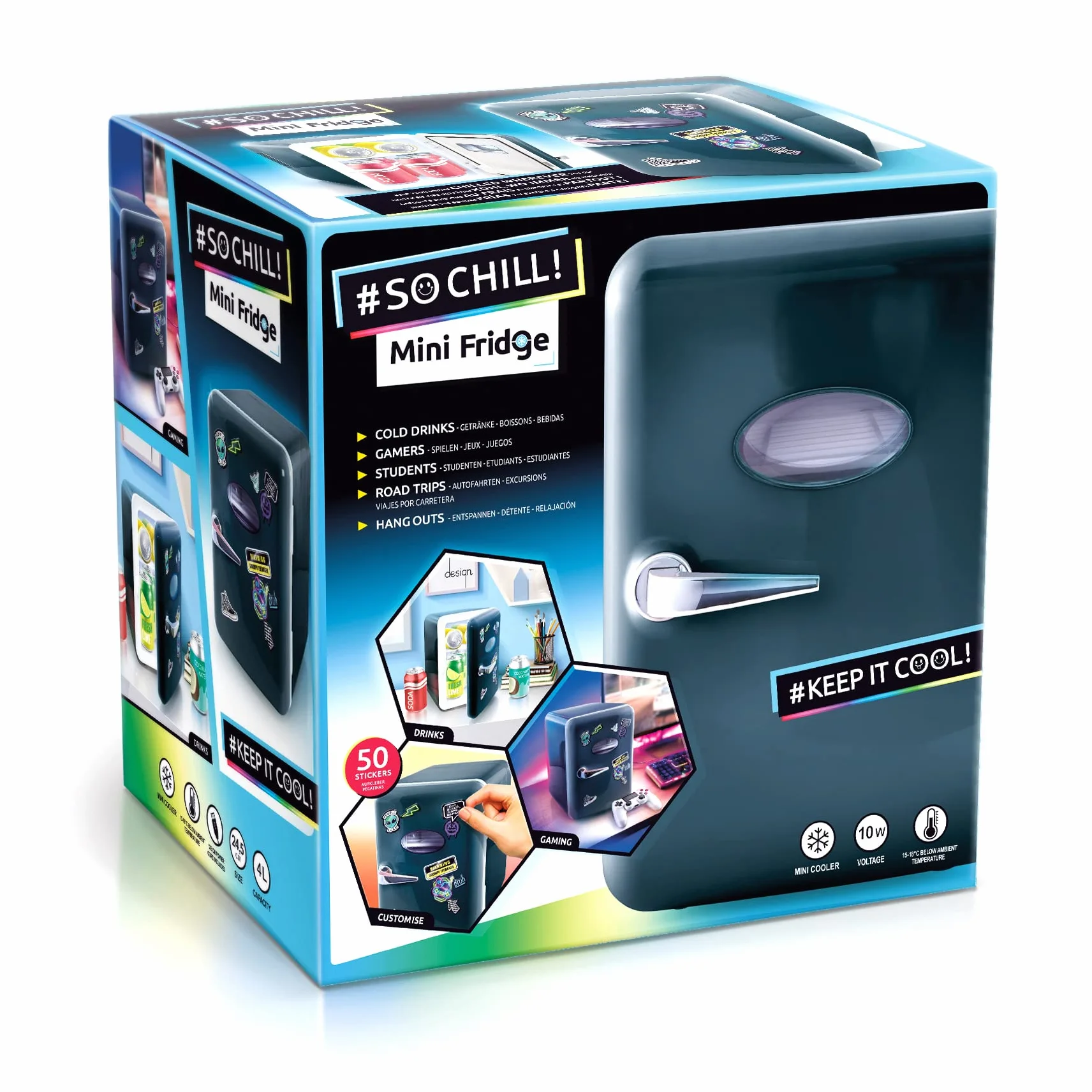 Canal Toys - Mini Lodówka Gamer Ładowarka USB, pojemność 4L - Czarny - INF 038