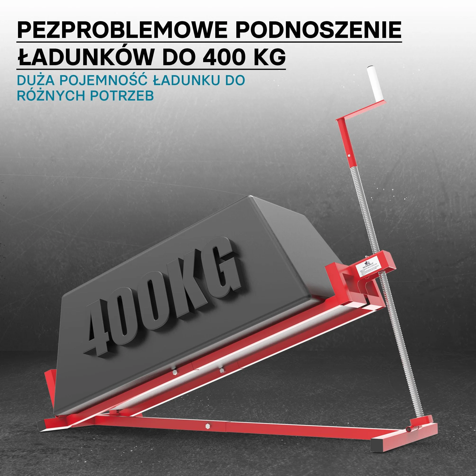 Wiltec Podnośnik boczny do traktorka kosiarki i quada do 400 kg, stalowy z regulacja nachylenia do 35°, bezpieczne serwisowanie maszyn ogrodowych