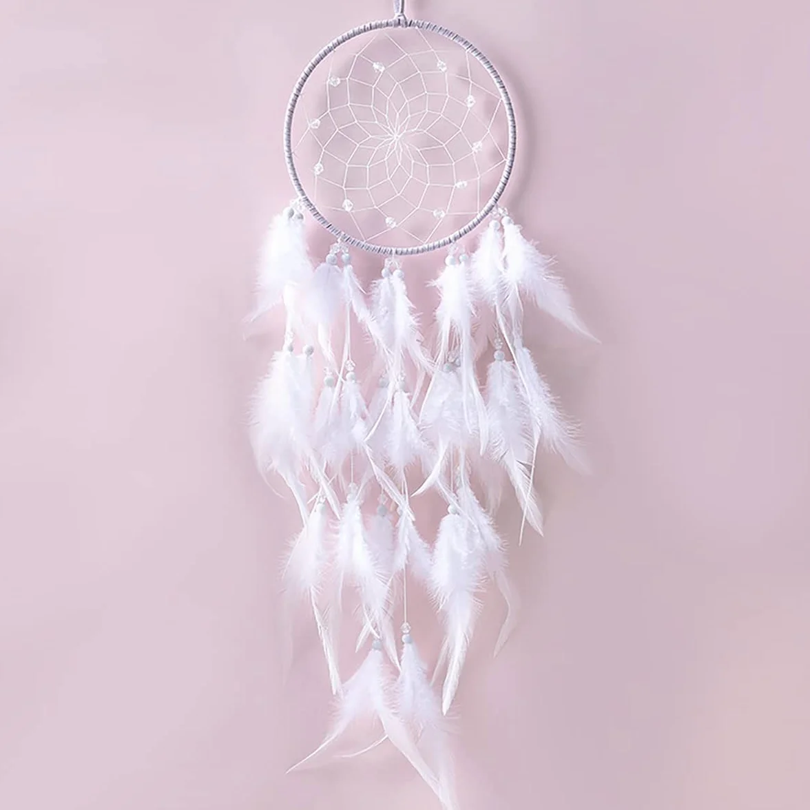 Dream łapacz snów dla dzieci, pióra, łapacz snów w stylu czeskim, ręcznie wykonany, do powieszenia na ścianie, na wesele, do mieszkania, ornamenty, rękodzieło (