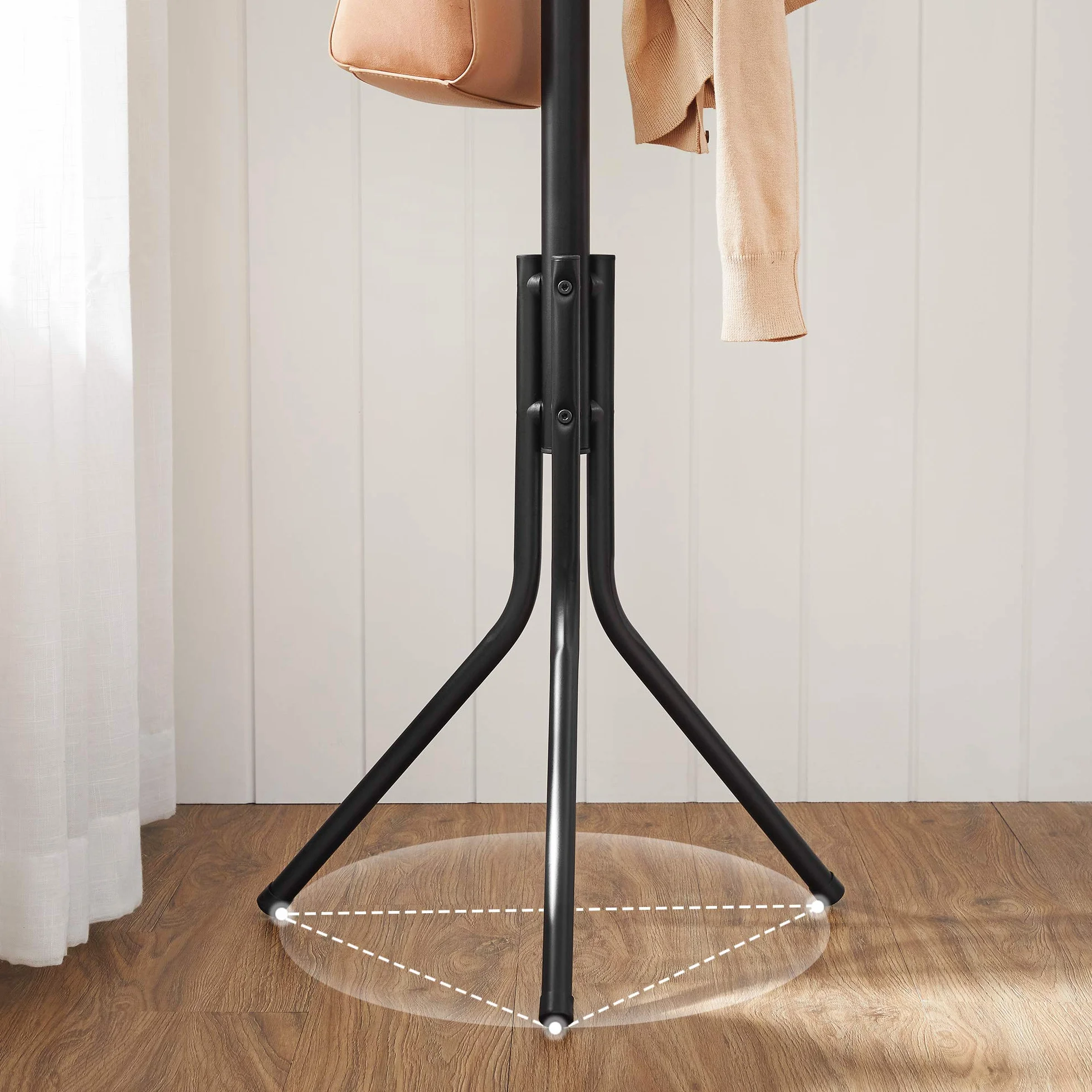 SONGMICS Wieszak na ubrania, stabilny metalowy wieszak na ubrania, wysokość garderoby ok. 182 cm, czarny RCR19B