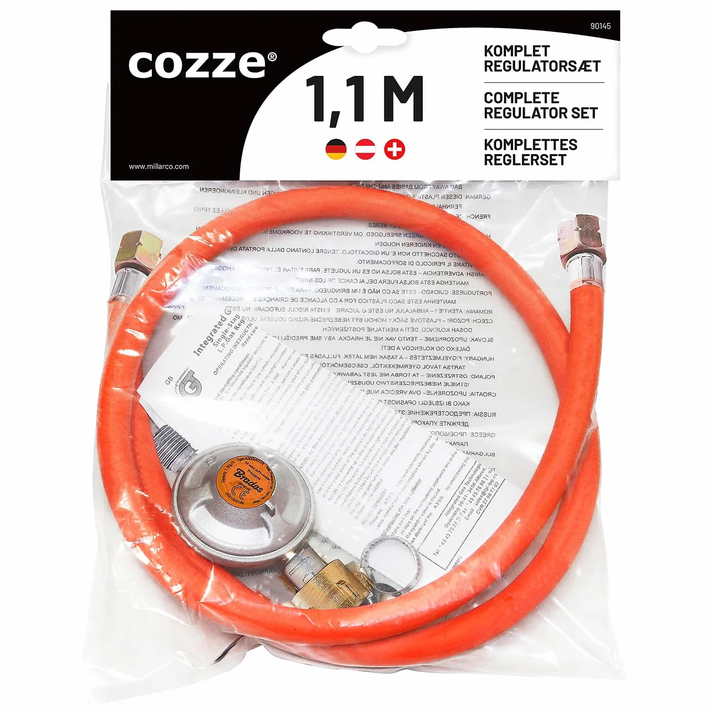 Cozze® 90145 manometr regulator ciśnienia i wąż