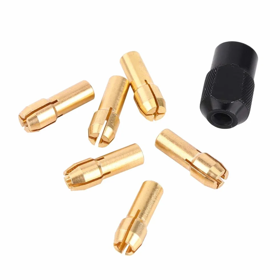 6 Sztuk/zestaw Tuleje Tulei Zaciskowej Narzędzie Obrotowe Tuleja Zaciskowa M8 * 0,75 Nasadka, w Tym Tuleje Tulejkowe 1mm-3,2mm z Czarnym Plastikiem M8 × 0,75 Pokrywa Pasuje do Narzędzi Obrotowych