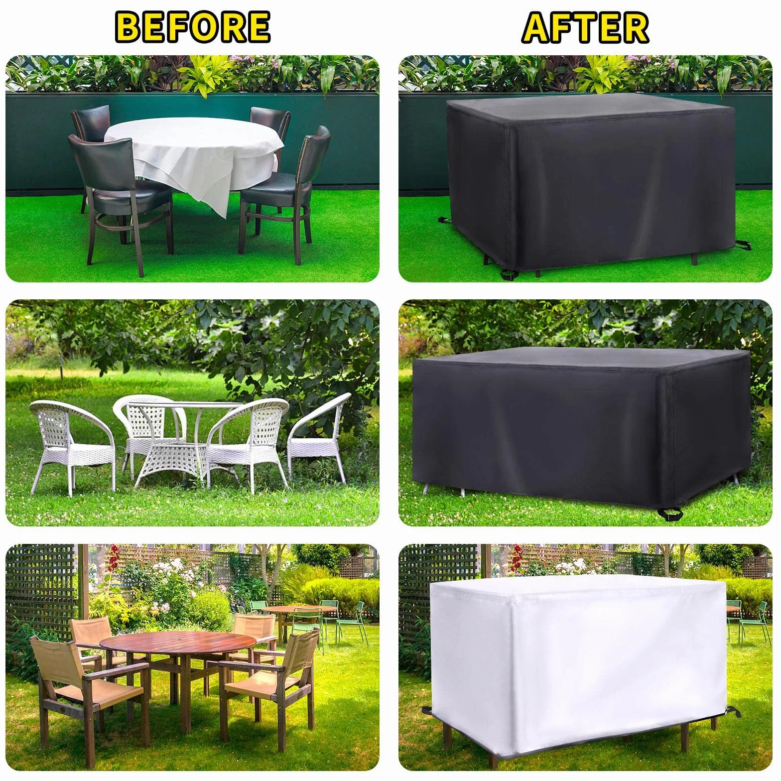 Pokrowiec na meble ogrodowe 150 x 150 x 90 cm (dł. x szer. x wys.) pokrowce na meble ogrodowe, pokrowiec na prostokątny zestaw mebli ogrodowych do użytku na zewnątrz, wodoodporny stół zewnętrzny,