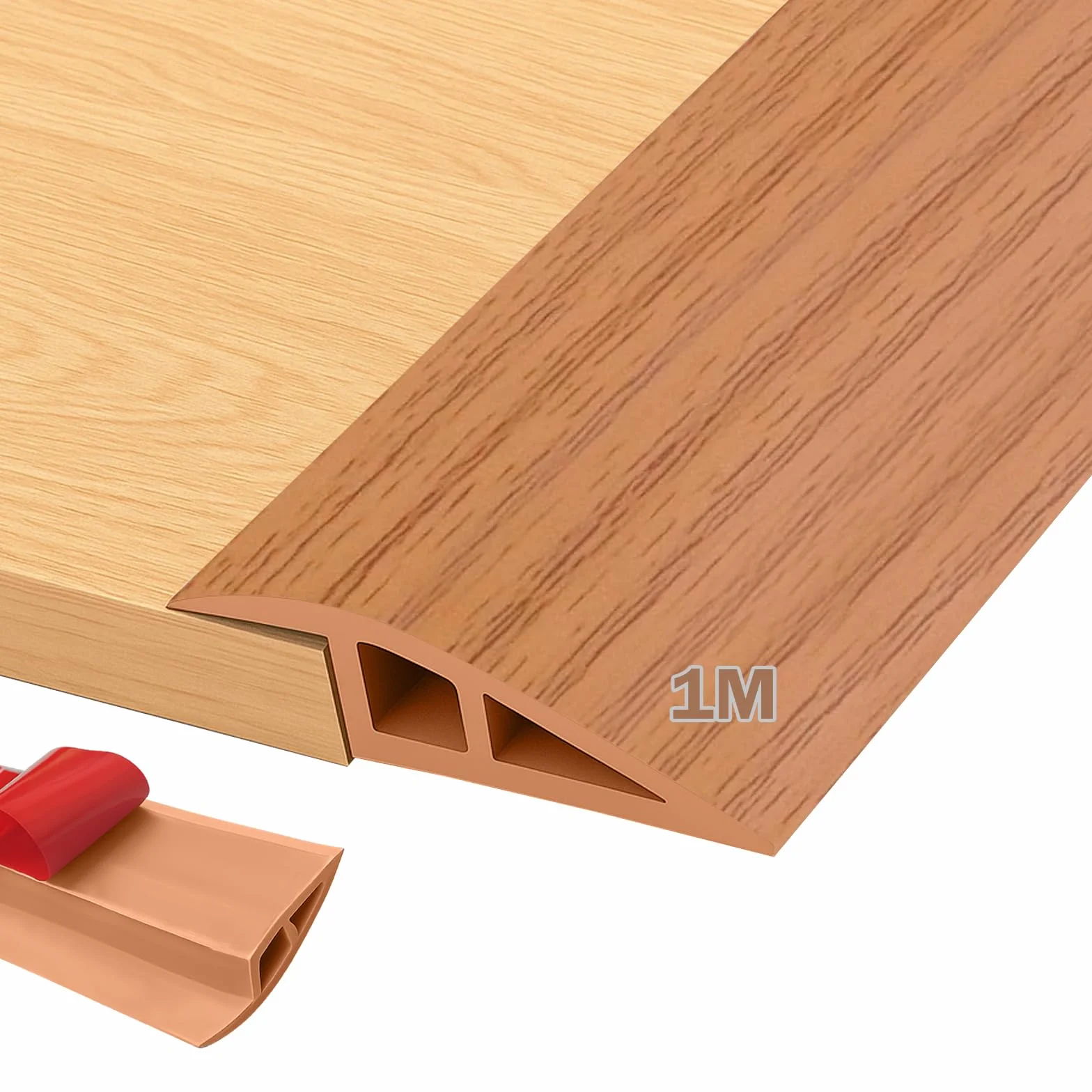 MeYuxg Profil przejściowy, samoprzylepny, 1 m x 5 cm, listwa progowa PCW, rampa progowa do wyrównania wysokości od 5 mm do 10 mm, listwa przejściowa do podłogi, dywanu, progów (żółty dąb)