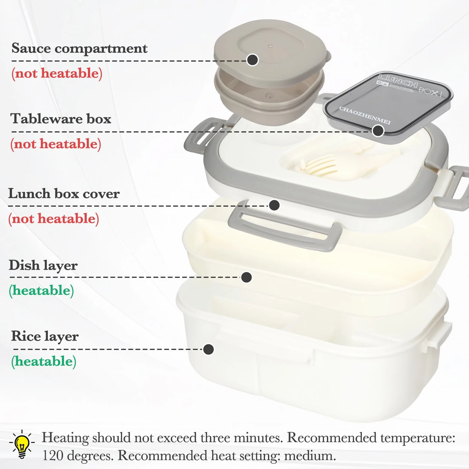 Pudełko na lunch Bento izolowane 2-poziomowe z regulowanymi przegródkami