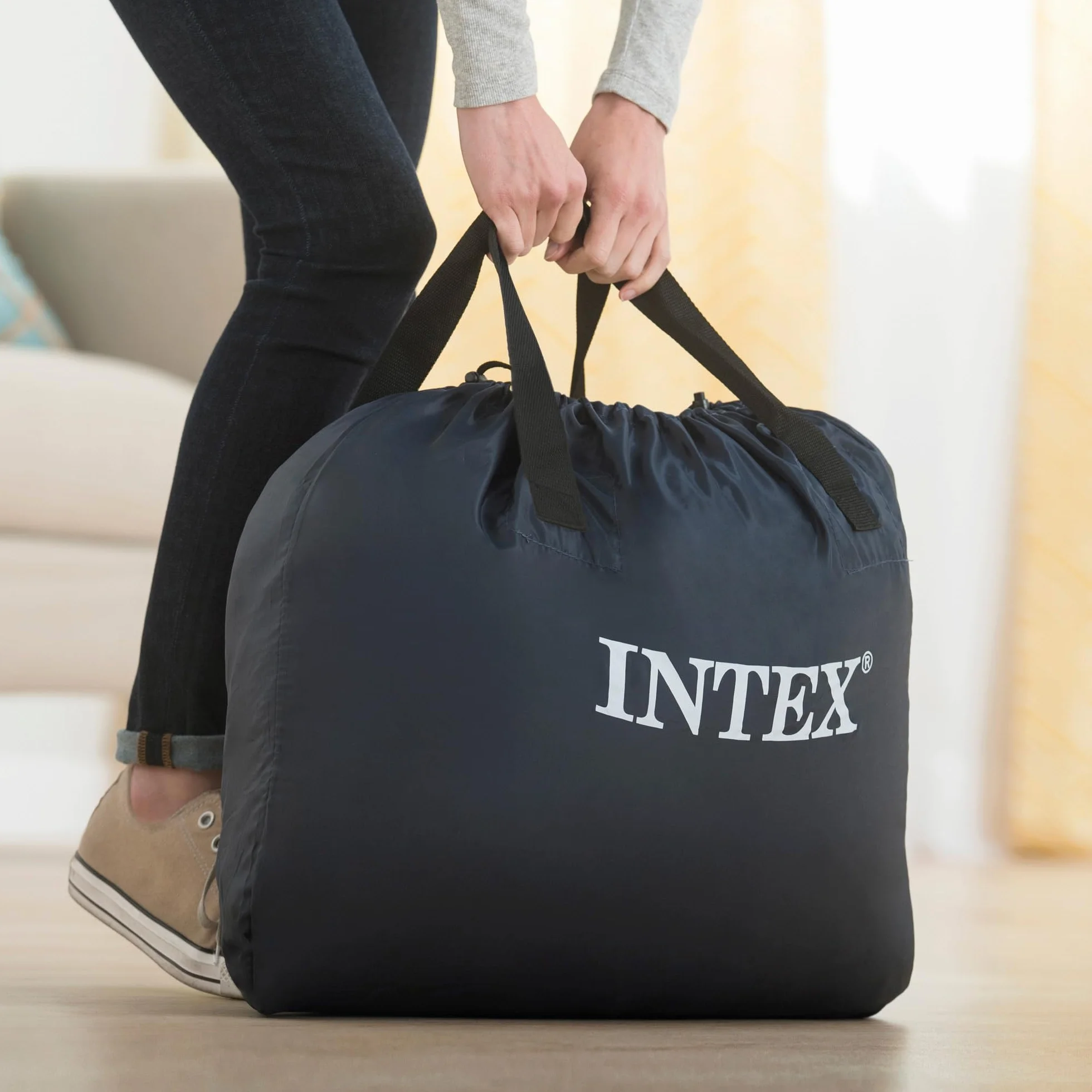 Dwuosobowy Materac Dmuchany 152x203x46 cm łóżko pompka 220V INTEX 64428ND