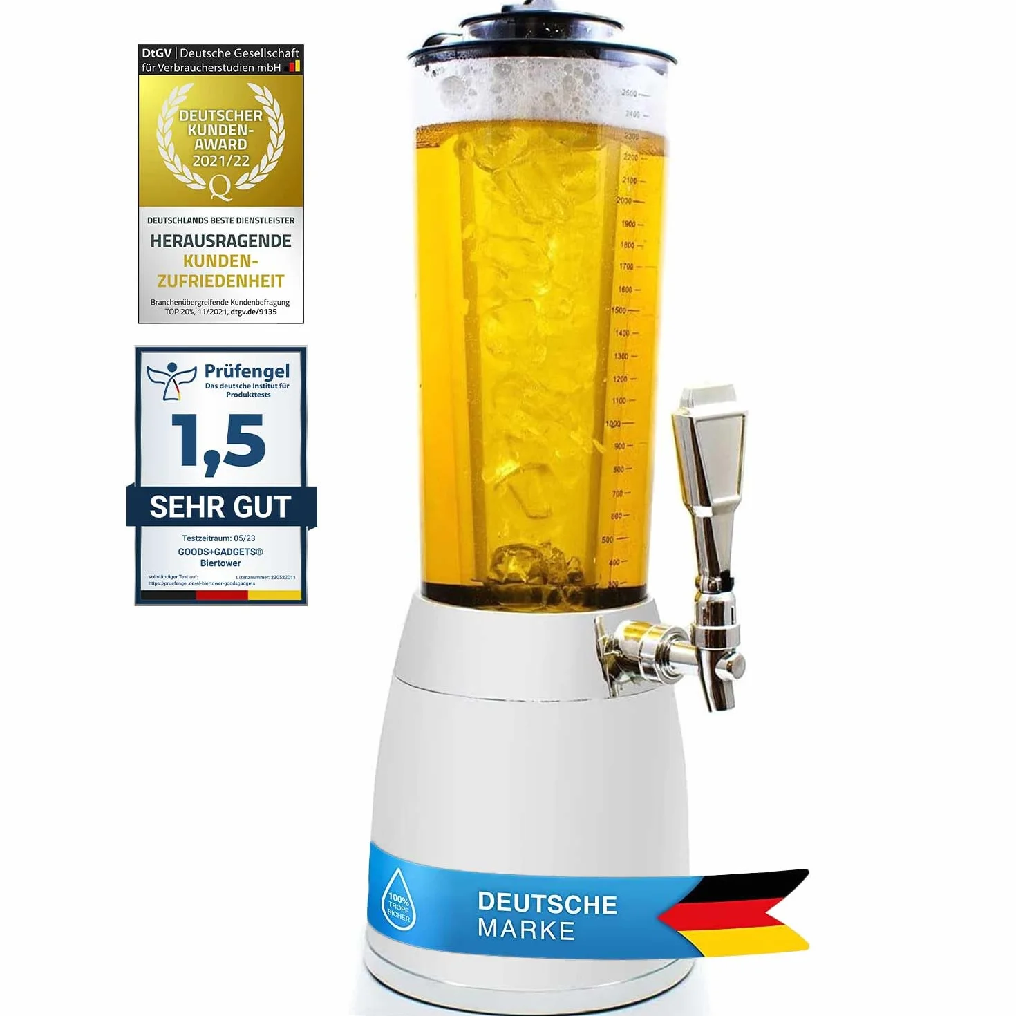Trinktower XXL wieża piwna 4 litry chrom