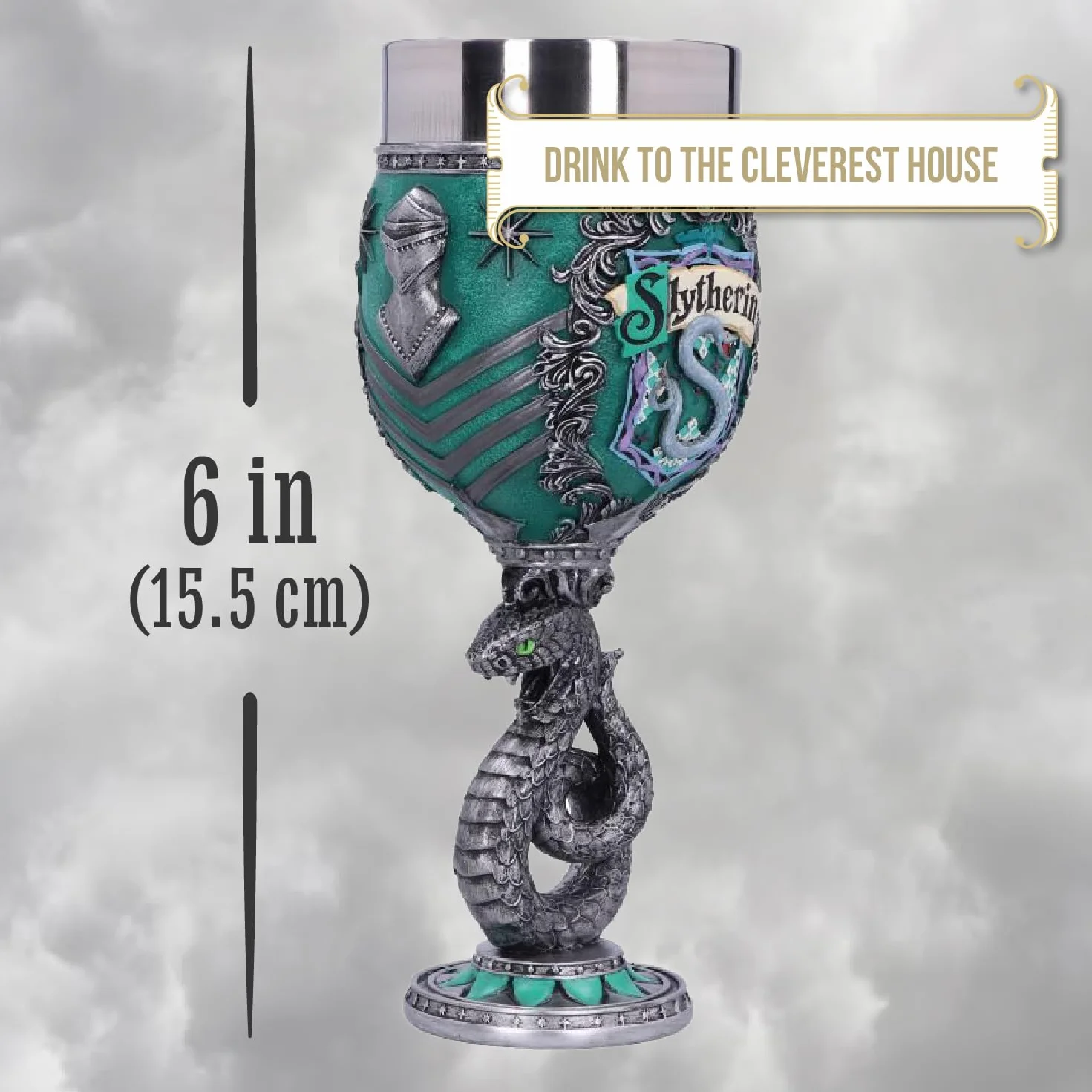 Nemesis Now Harry Potter Kolekcjonerski Kielich, Żywica, Zielony Srebrny, 19,5 cm