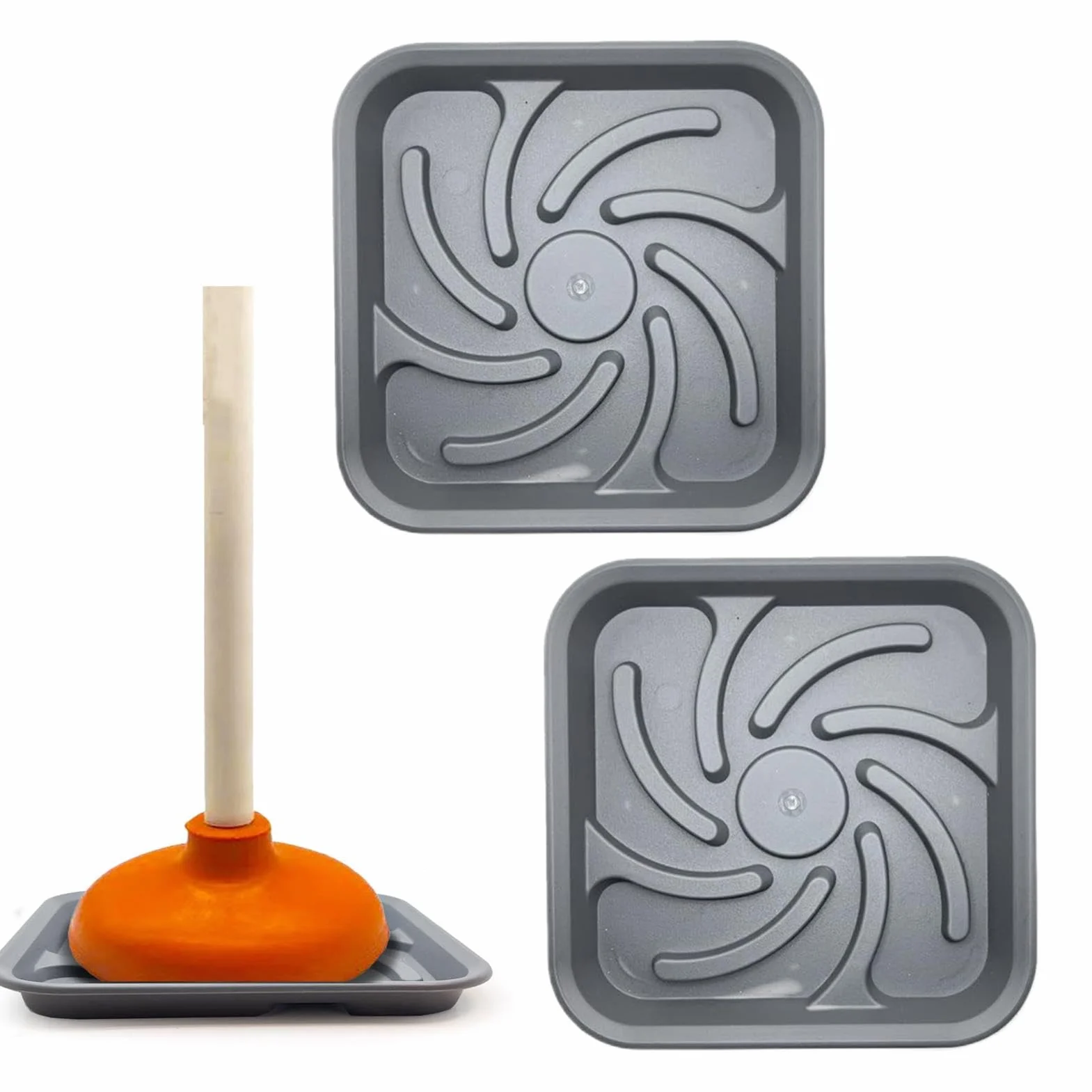 Plunger Holder, Air Drying Tray, Bathroom Supplies, Toilet Sink Accessory with Hygienic and Quick Drying Design for Home or Offices Bathrooms, 7.87x7.87x0.87 Inches