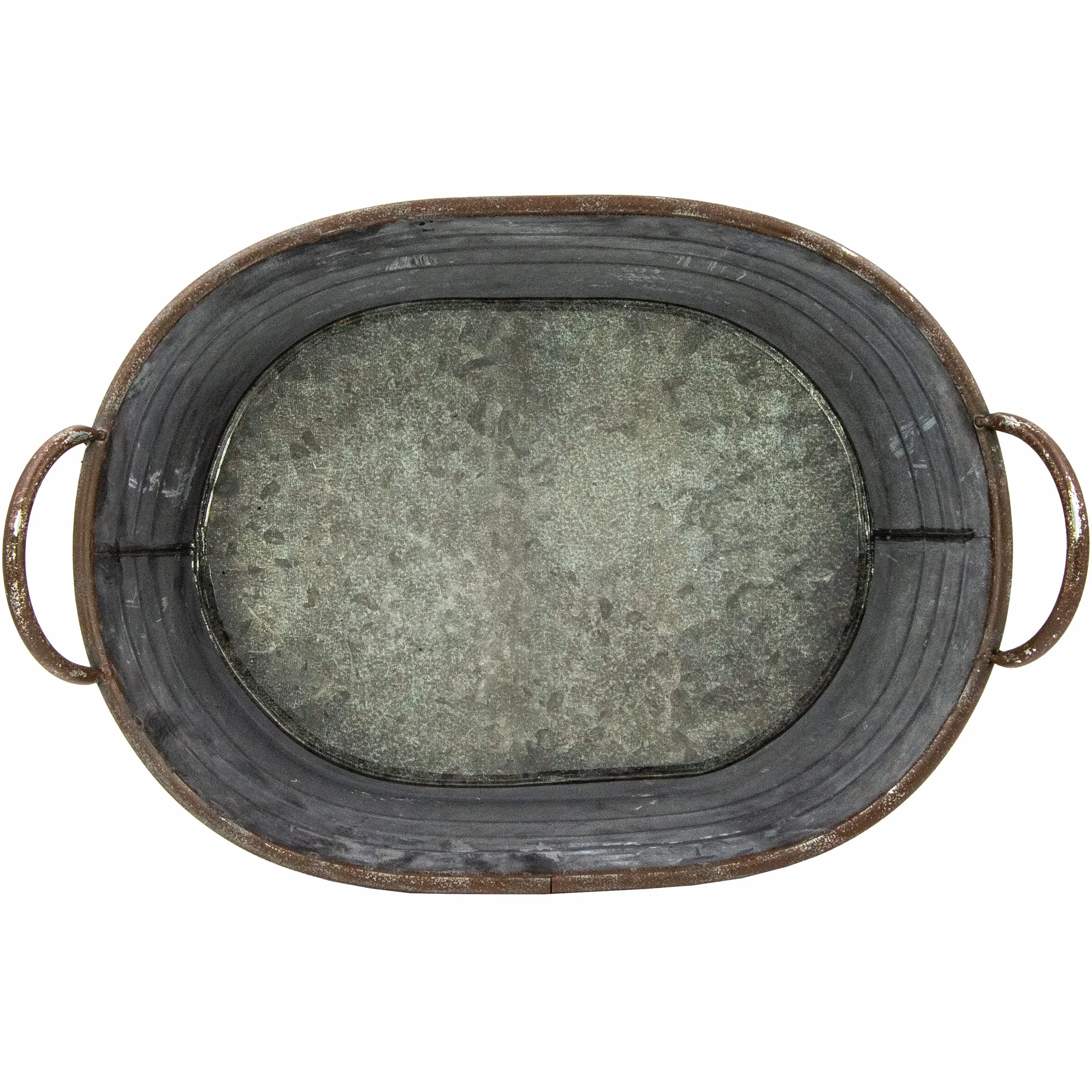 Ocynkowana wanna – miska do sadzenia roślin – dekoracja ogrodowa na zewnątrz – wanna wodna, mini staw, dekoracja na balkon (48 cm)