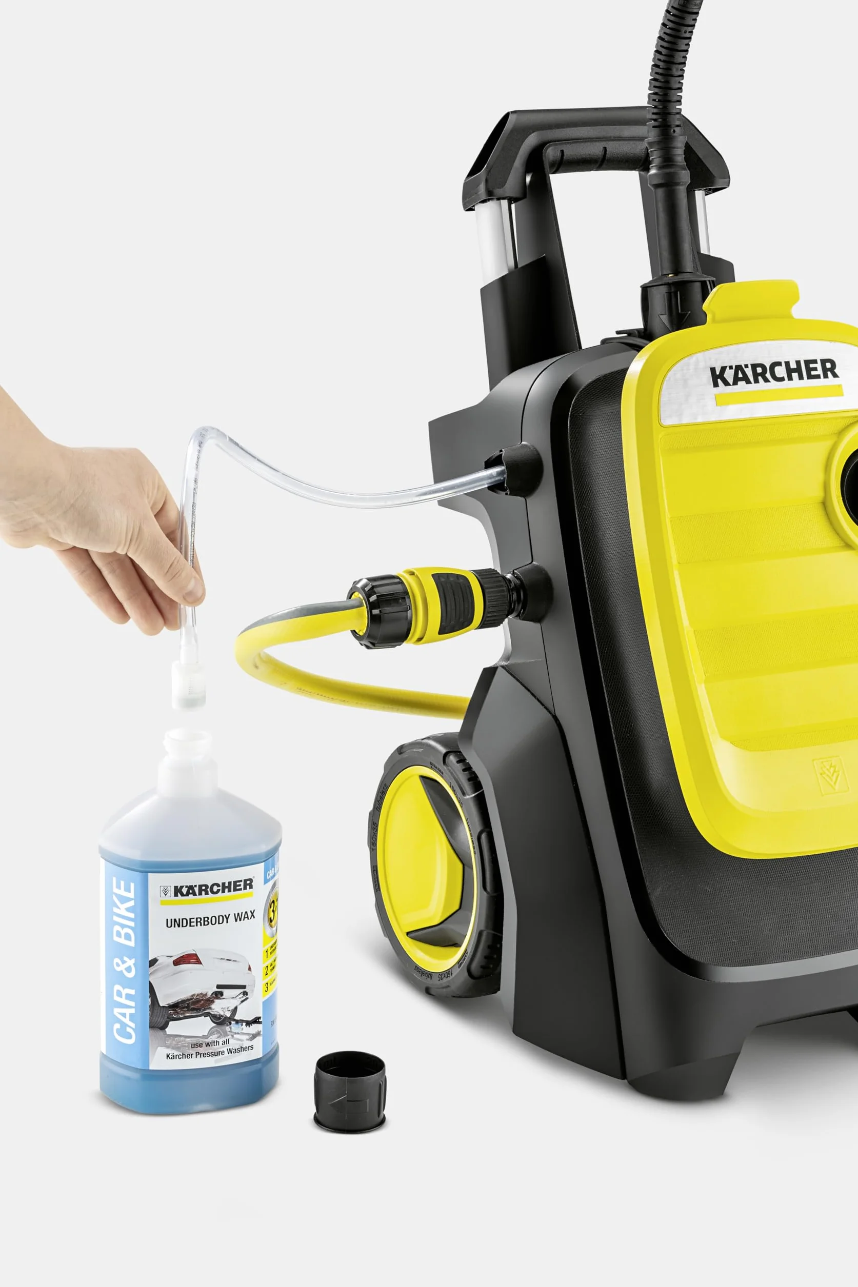 Kärcher K 5 Compact myjka ciśnieniowa, ciśnienie: 145 bar, wydajność: 500 l/h, wydajność powierzchniowa: 40 m²/h, filtr, waga: 12 kg, wąż i pistolet, dysza rotacyjna, lanca Vario Power