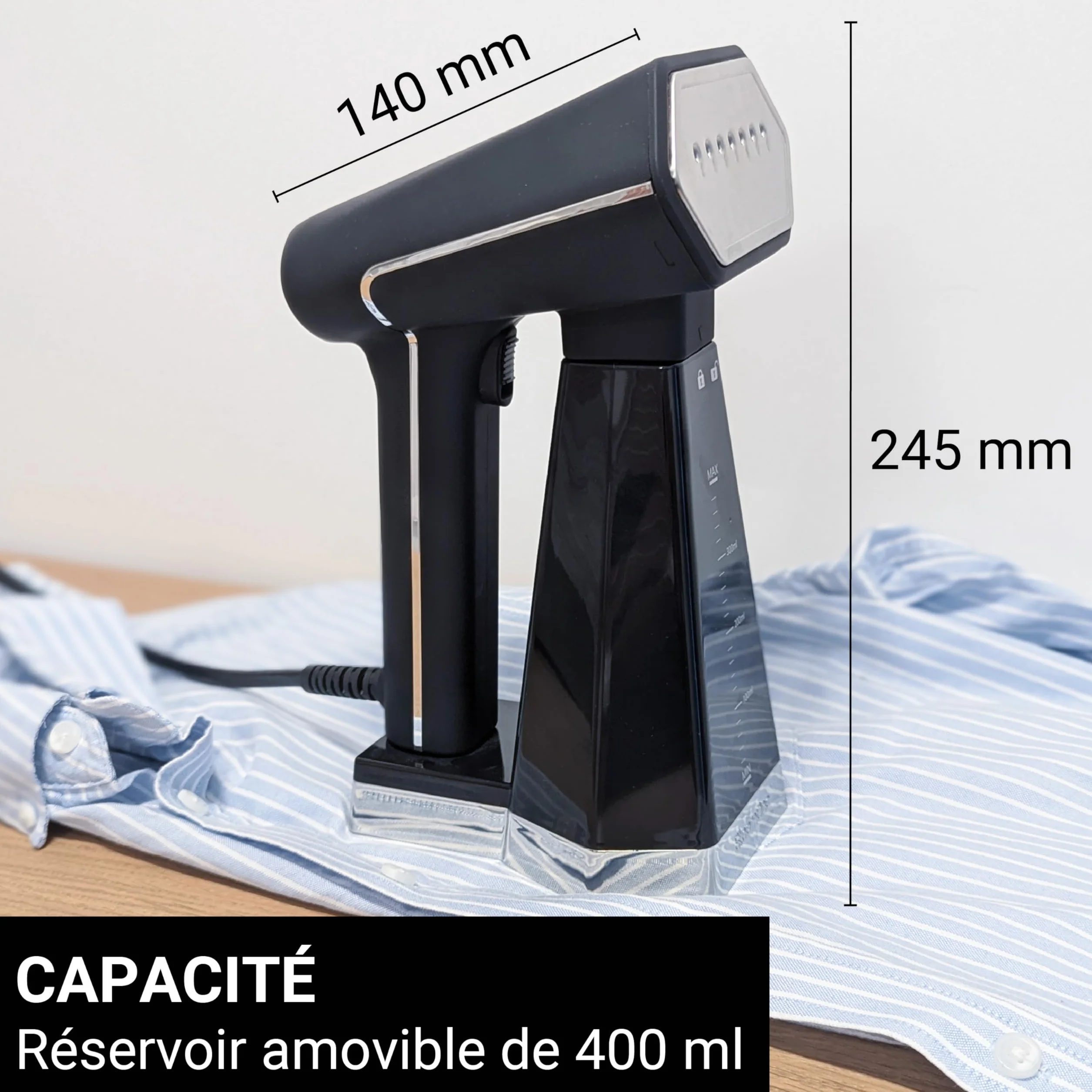 STEAMONE - Podróżna parownica parowa 2000 W 30 g/min- Kompaktowe przenośne żelazko (400 ml)- Usuwa 99,99% zanieczyszczeń - Gotowy w 40 s do każdej tkaniny - Kabel 3m - Zestaw pędzli w zestawie -