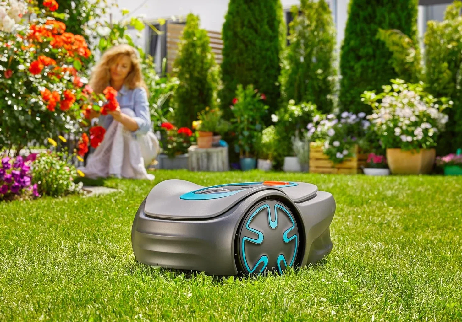 Gardena robot koszący SILENO minimo 350 zestaw: Robot koszący 350 m², sterowany przez aplikację Gardena Bluetooth, wysokość koszenia 20 do 45 mm, SilentDrive 15208-47, 350m