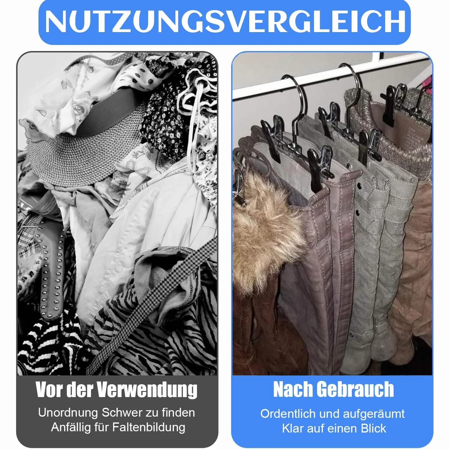 Wielofunkcyjny wieszak na ubrania z metalu, podwójne regulowane klipsy, wieszak na buty, antypoślizgowy wieszak na spodnie (9 sztuk)